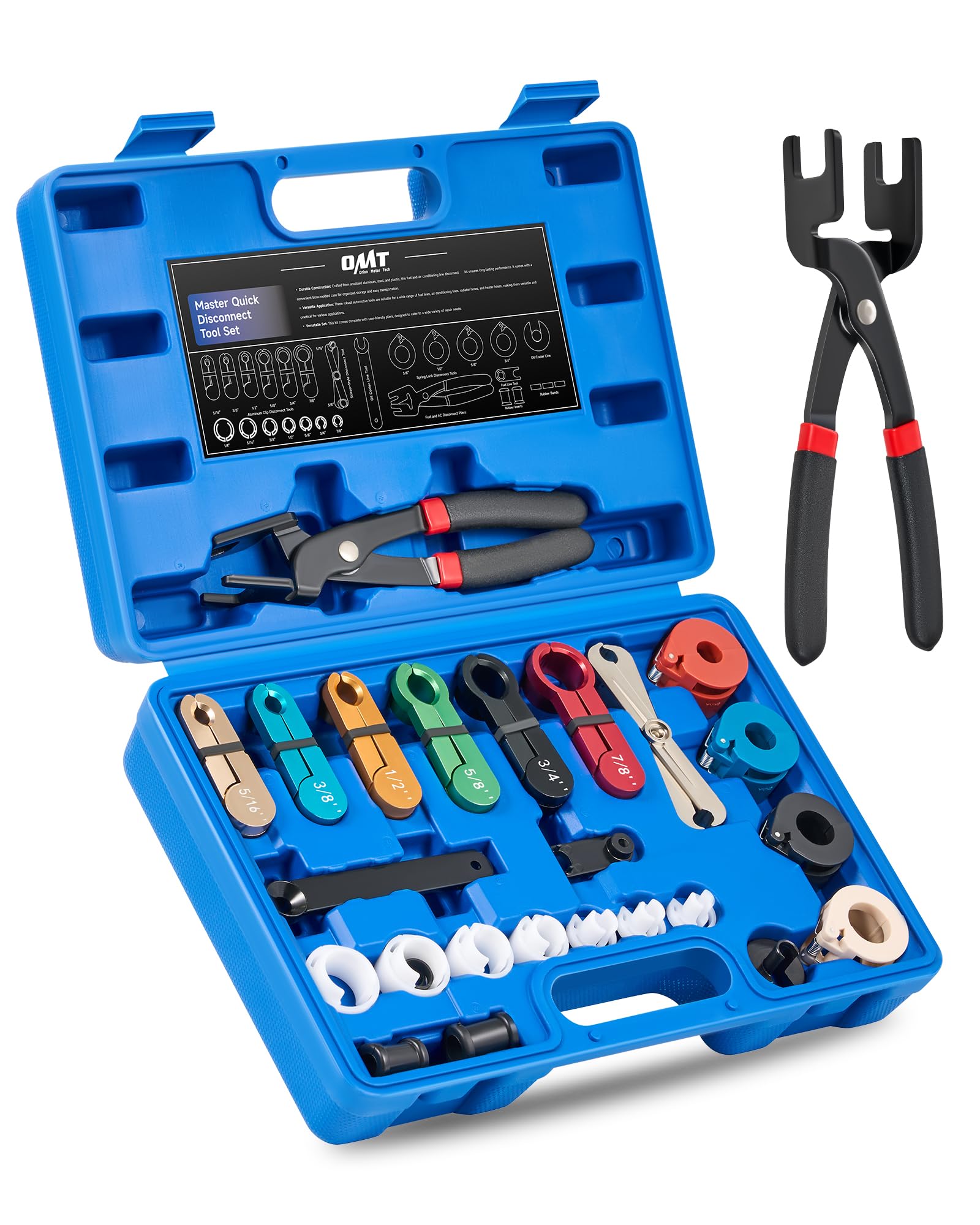 Orion Motor Tech 26pc Master Quick Disconnect Tool Kit, Fuel Line Disconnect Tool Set with Fuel and AC Disconnect Pliers, Fuel L