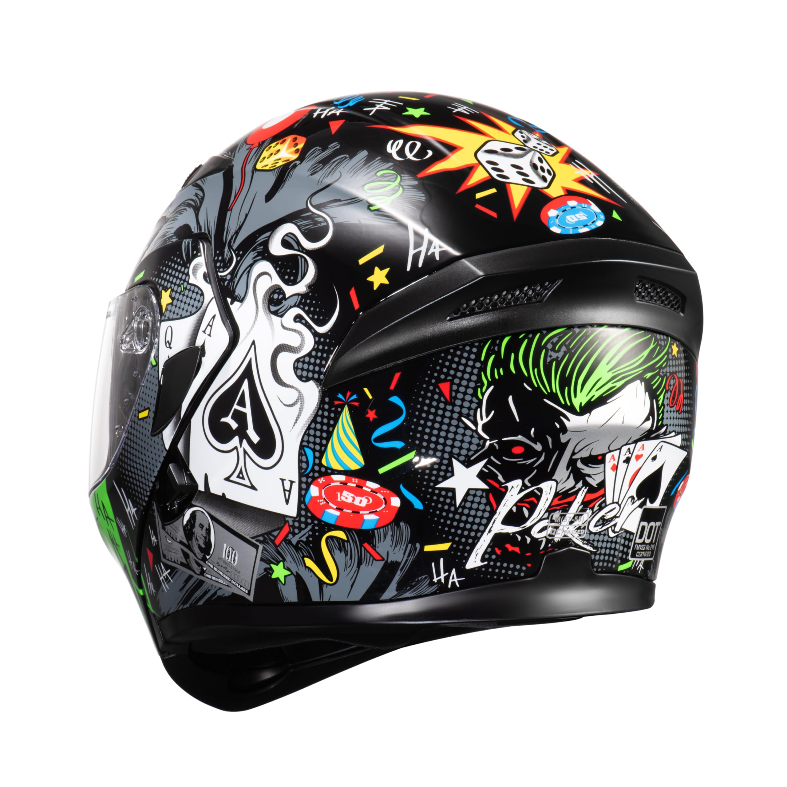 Kypara Motorcycle Dual Visor Flip Up Modular Full Face Helmet With Dot Certification Of Impressionism (Black Pocker, M)