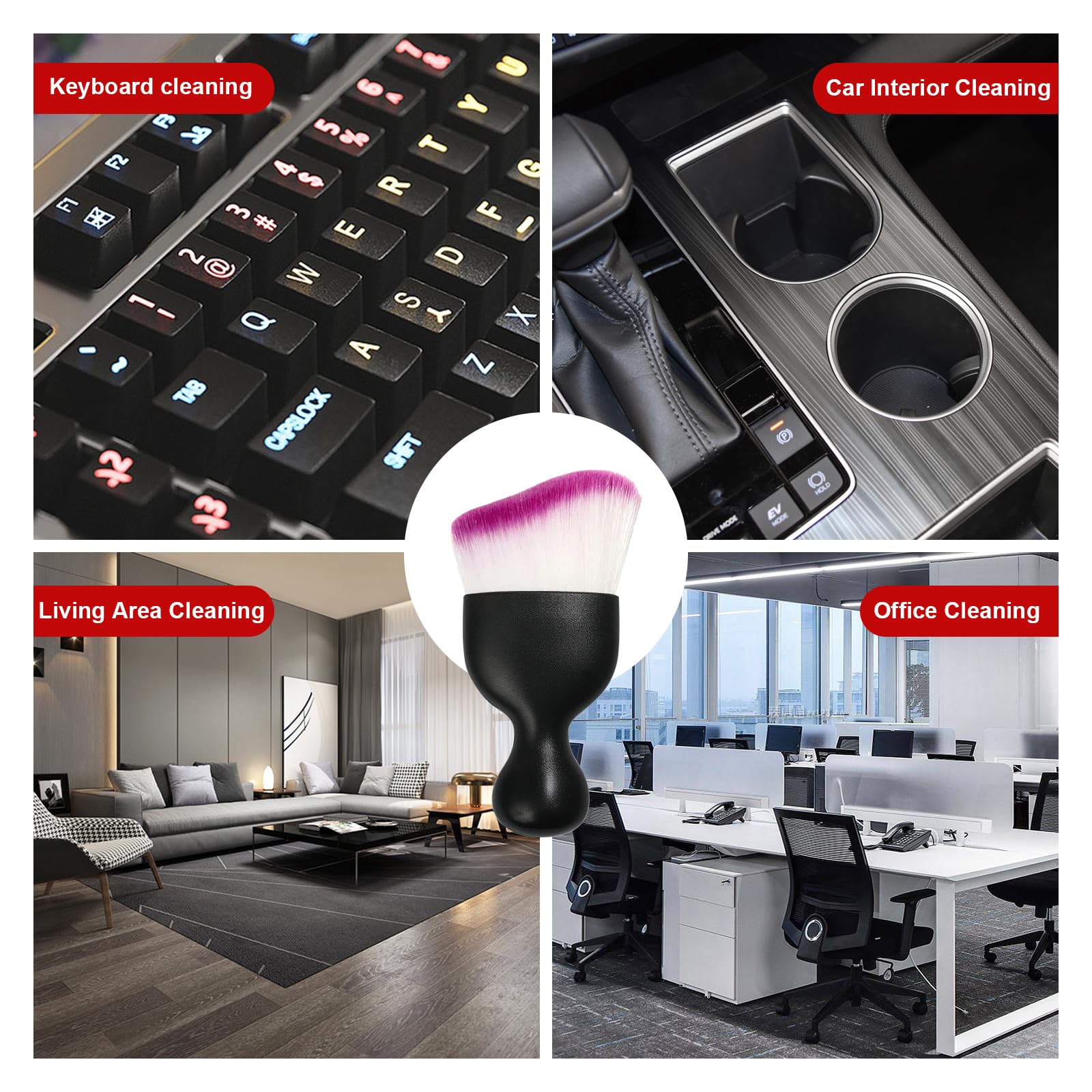 Ziciner 2 Pcs Car Detailing Brush, Curved Soft Bristles Auto Removal Dust Collectors, Universal Vehicle Dashboard, Air Condition