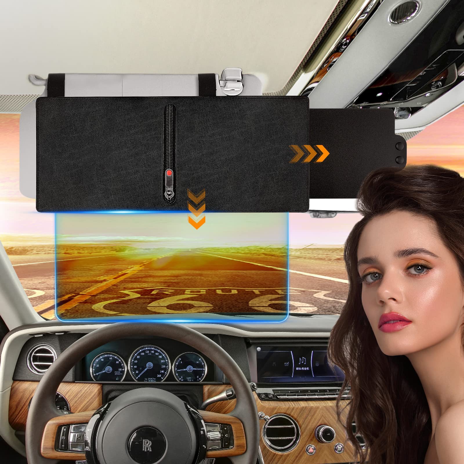 Zeyitian Upgraded Polarized Car Visor Extender Sun Blocker Car Sun Visor Extender For Car Visor,Sun Visor For Car Windshields Automotive Interior Sun Protection,Protects From Uv Rays (Driver Side)