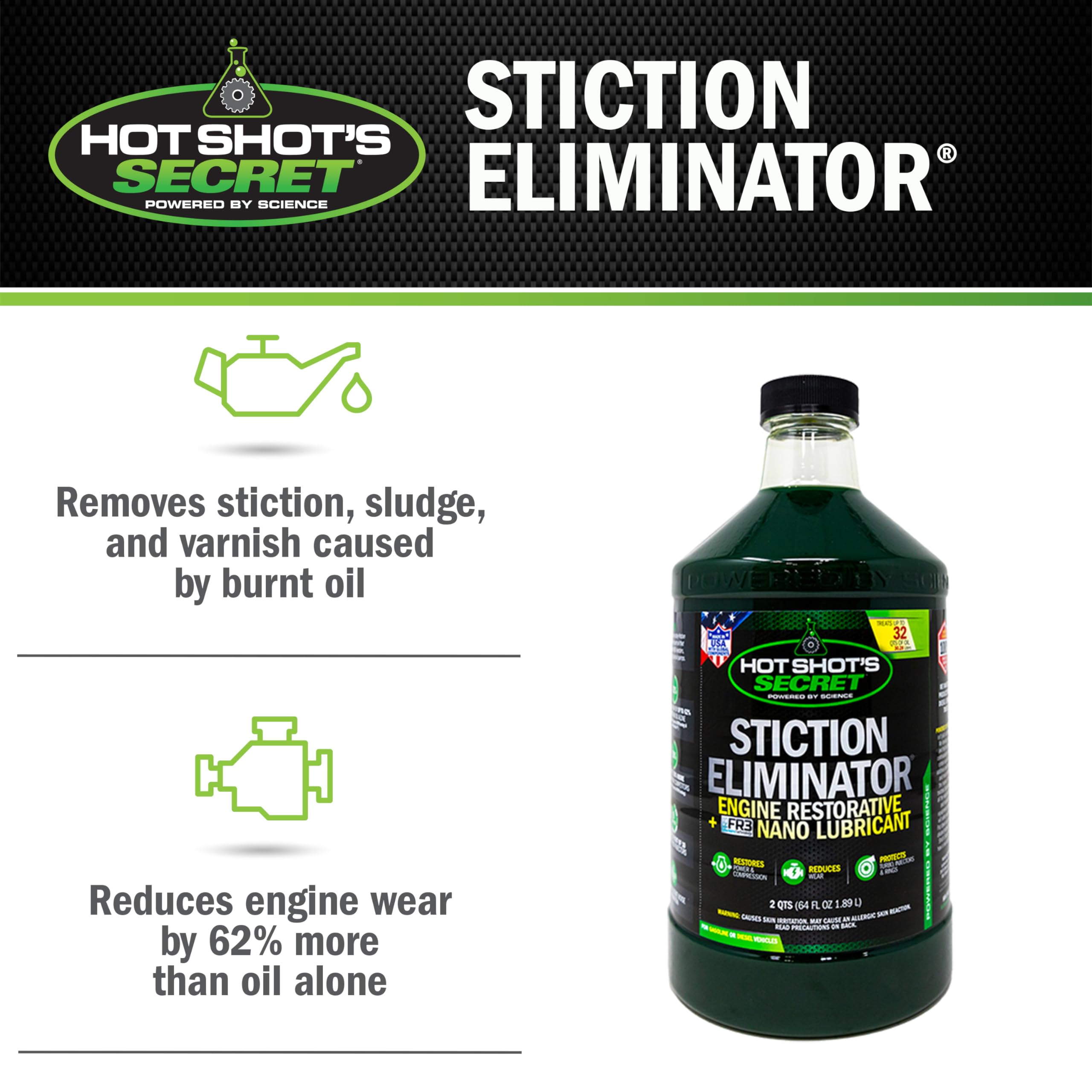 Hot Shot'S Secret Hss64Z Original Stiction Eliminator 64 Fluid Ounce Bottle, Green