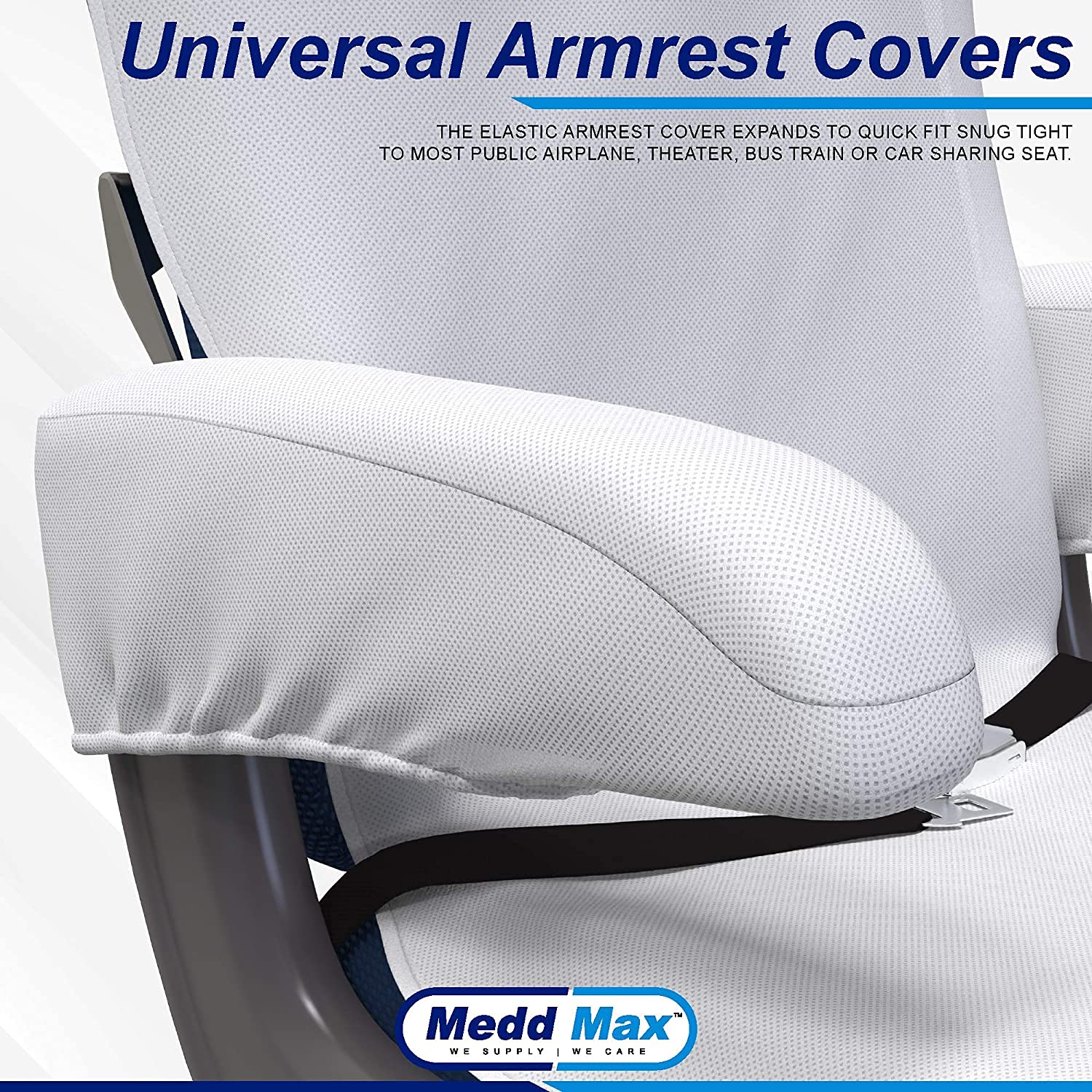 MEDD MAX Protective Airplane Seat Covers, Eco-Friendly, Blue, Pack of 4, Disposable/Reusable, Fits Most Public Seating, Model 810028473027