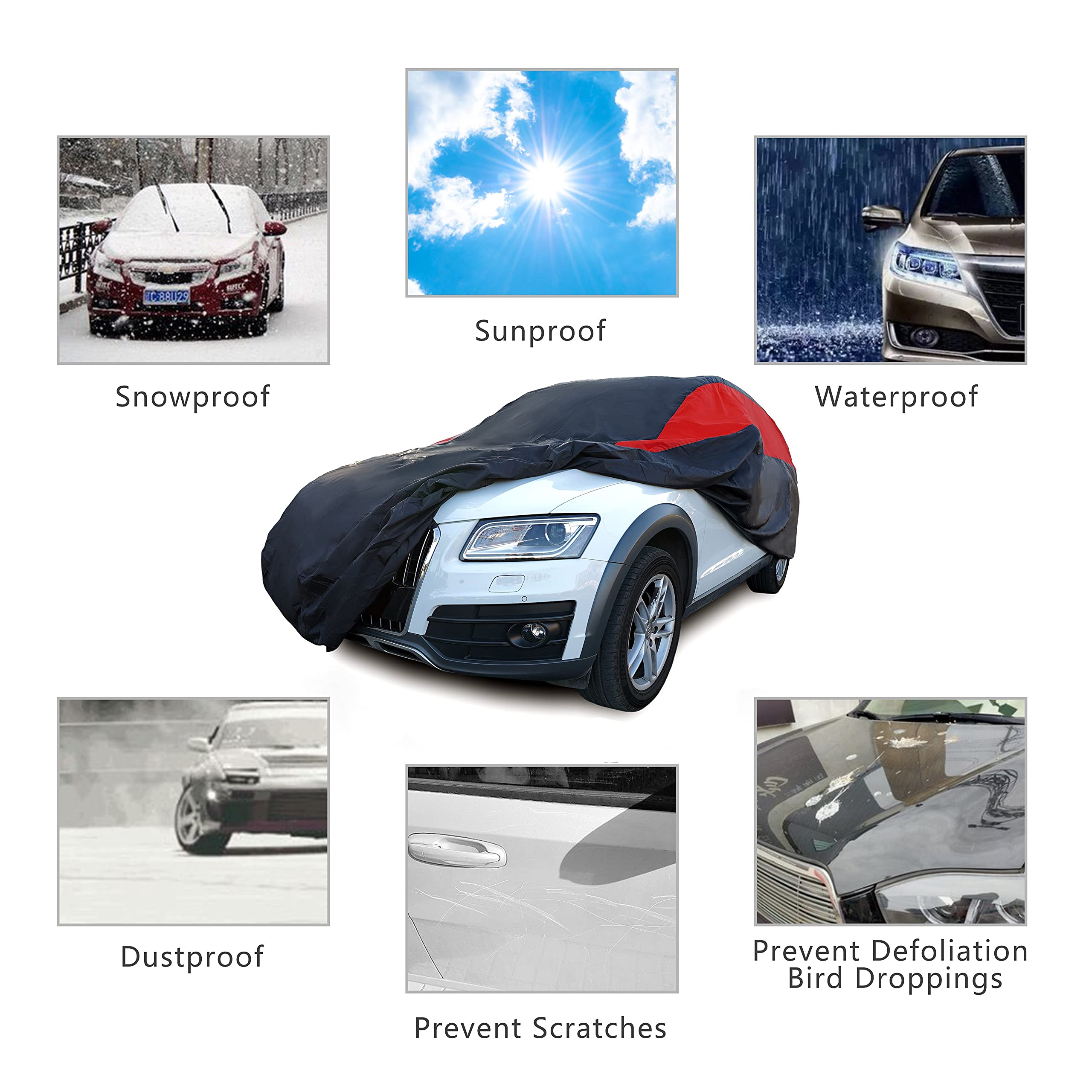 Mornyray Car Cover Waterproof All Weather Windproof Snowproof Uv Protection Outdoor Indoor Full Car Cover, Universal Fit For Suv