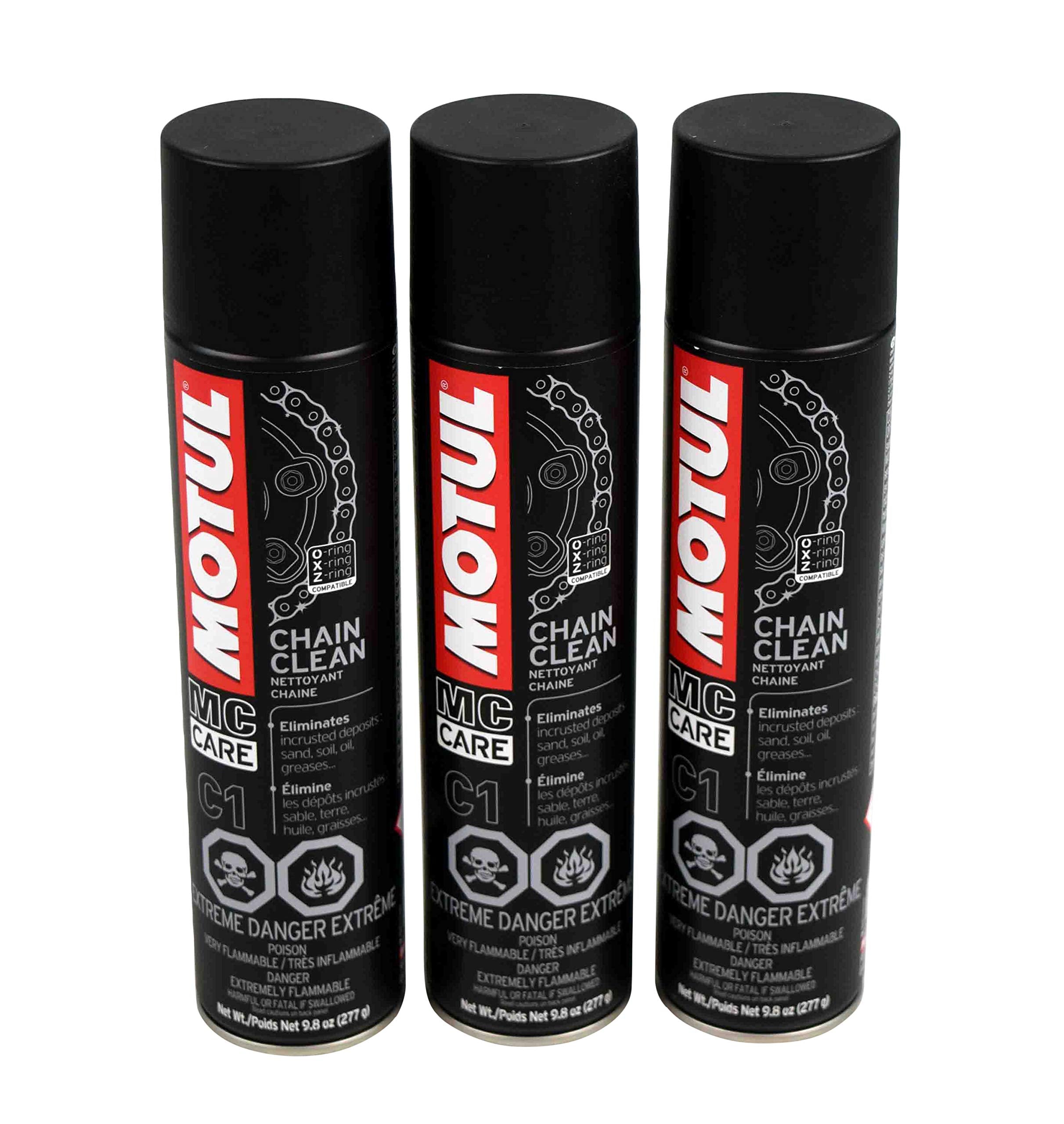 Motul 103243 C1 Chain Clean O, X & Z-Ring Compatible 400mL/9.8 Fl oz Can 3 Pack