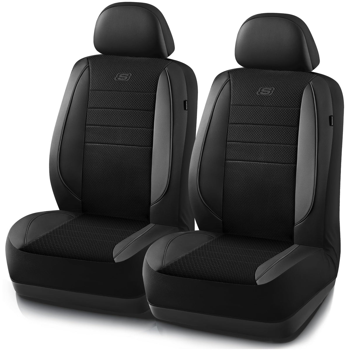 Skechers Memory Foam Seat Covers,Air Cool Mesh Thick Car Seat Covers,Piping Leather Two Front Car Seat Protector,Airbag Compatib