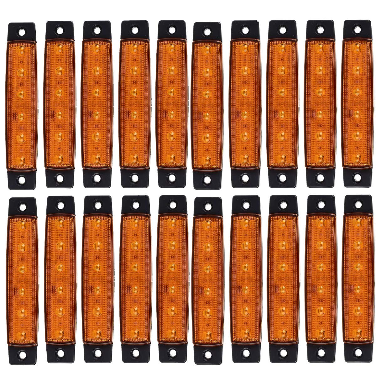 Kyyet Amber Led Side Marker Lights,(Pack Of 20) 6 Led 2835 Smd Clearance Lamps For Truck Trailer Rv Campervan Pickup Tractor Lor