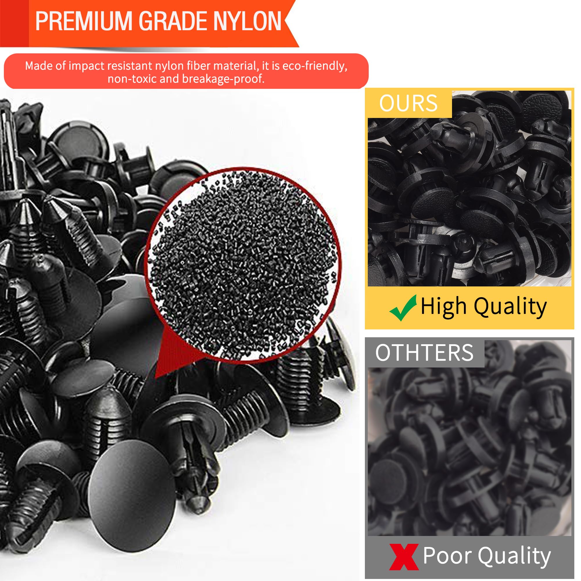 Niteguy 390Pcs Subaru Car Plastic Rivets Fasteners Push Retainer Kit,18 Most Popular Sizes Auto Push Pin Rivets, For Subaru Toyo