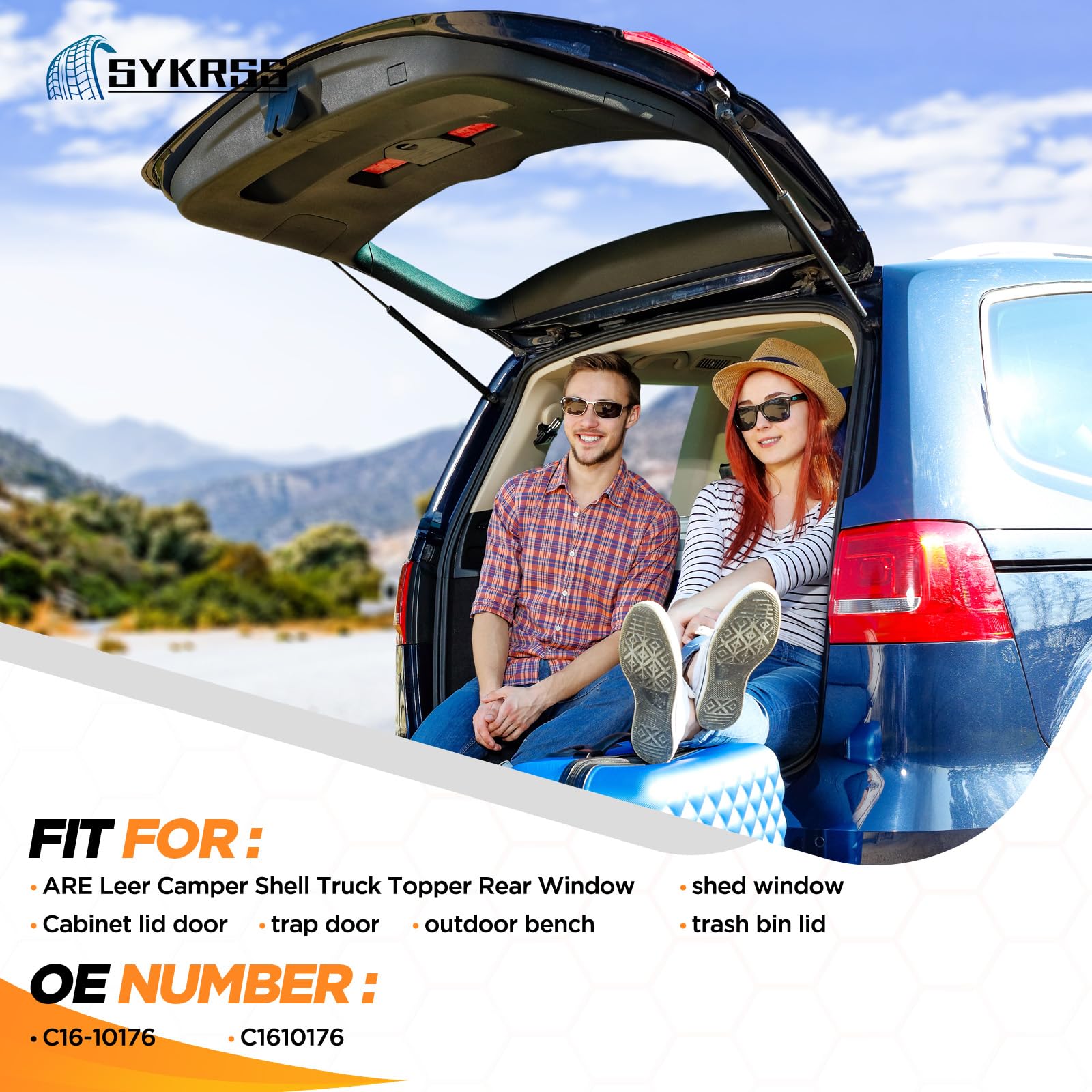 SYKRSS C16-10176 C1610176 14 '' Gas Strut 14inch 35Lbs/156N Struts Shock Lift Support Gas Spring for are Leer Camper Shell Truck