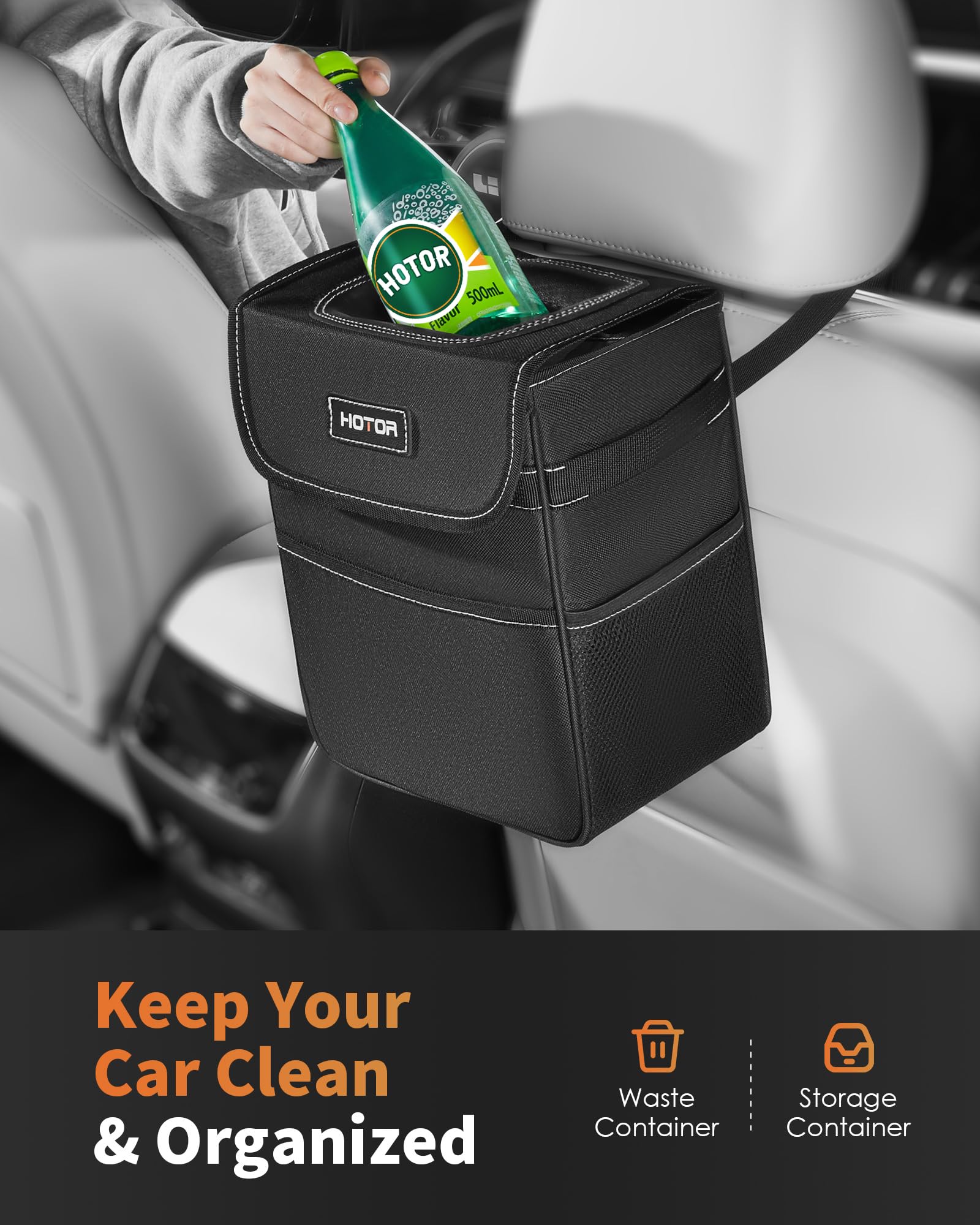 Hotor Car Trash Can - Leak-Proof Car Organizer And Storage Bag For The Back/Front/Console Of Any Cars,Sedans, Suvs & Trucks Easy