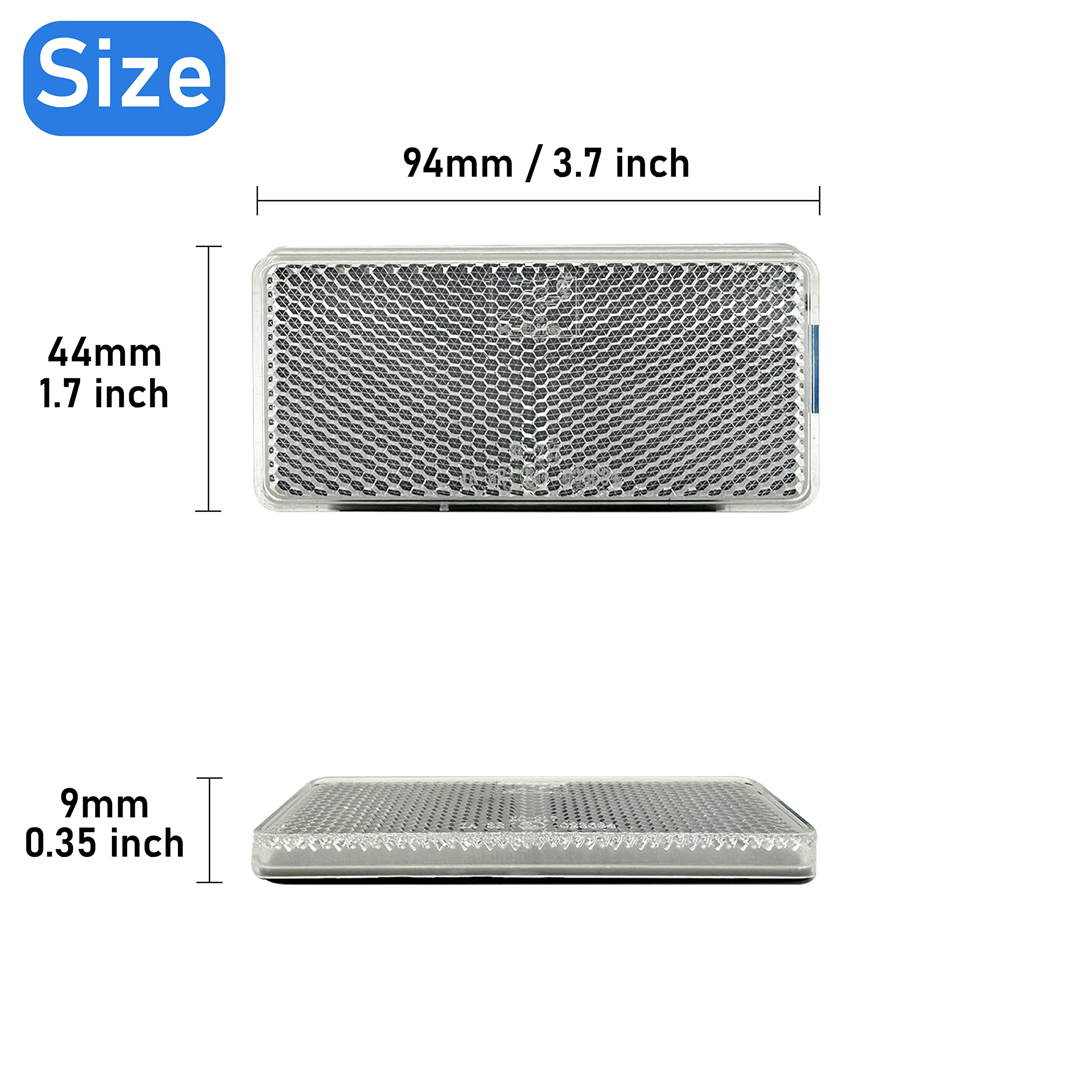 Reflector Self Adhesive Rectangle 94X44Mm Safety Waterproof Stick On For Driveway Mailbox Trees