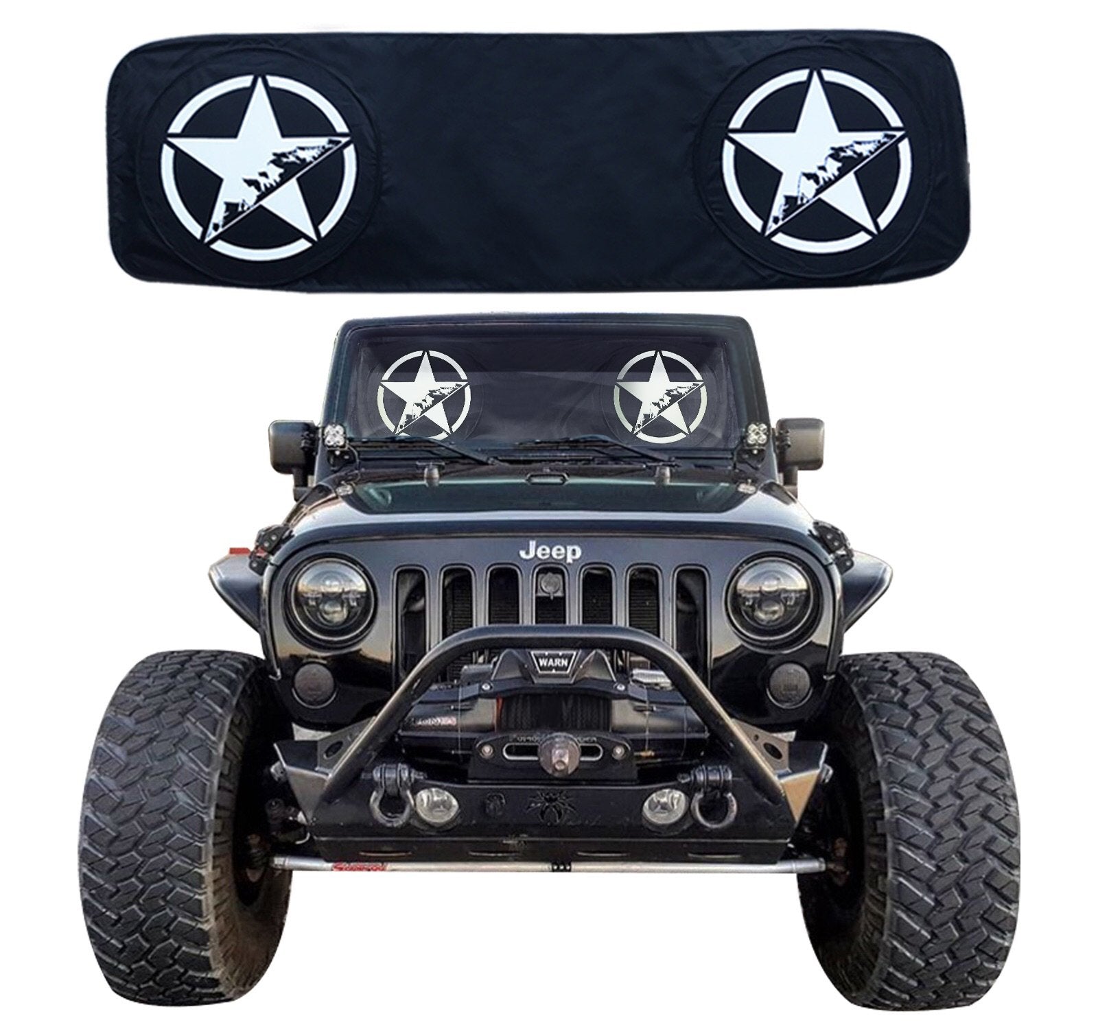 Wrangler Accessories Jl,Jt,Jk,Tj,Lj,Yj Windshield Sunshade, Fits Every Year Wrangler 1985-2022 Custom Fit , Heat Shield Sun Mat