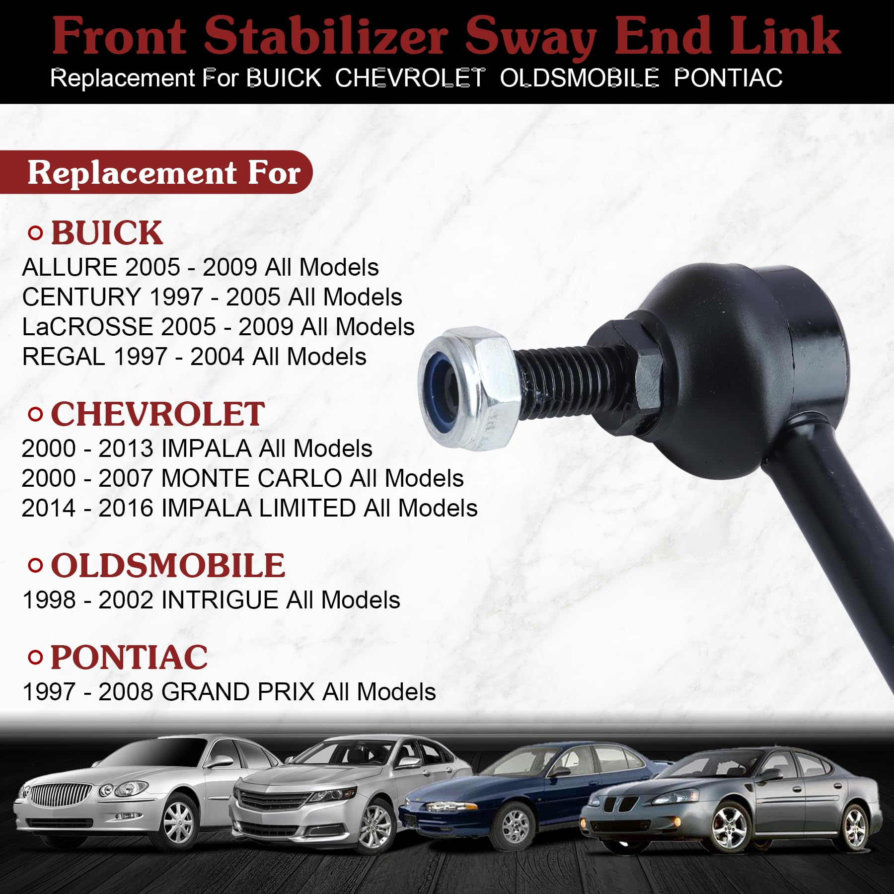 Stiueoav K6662 Sway Bar Link - Rear Stabilizer End Link Compatible With 2005-2009 Allure?1997-2005 Centiry?2005-2009 Lacrosse?19