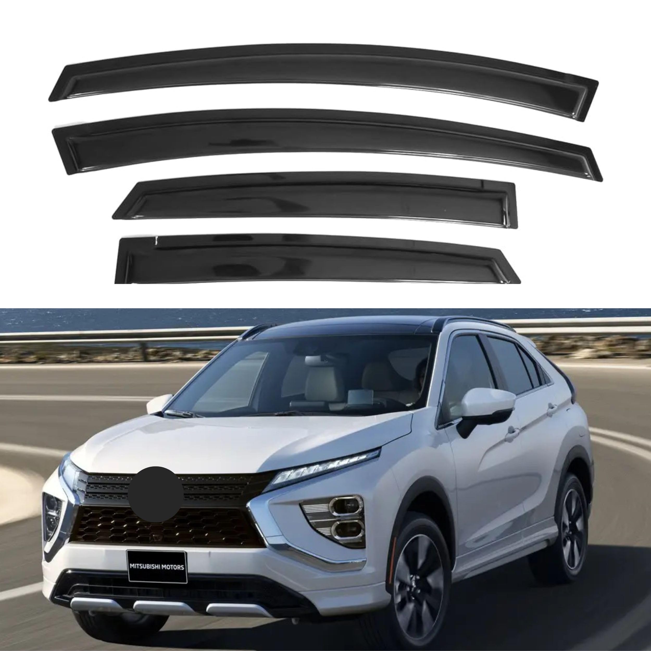 Ig Window Visor For Mitsubishi Eclipse Cross 2018-2024, Rain Guard Tape-On Extra Durable Sun Wind Side Vent Window Deflector, 20