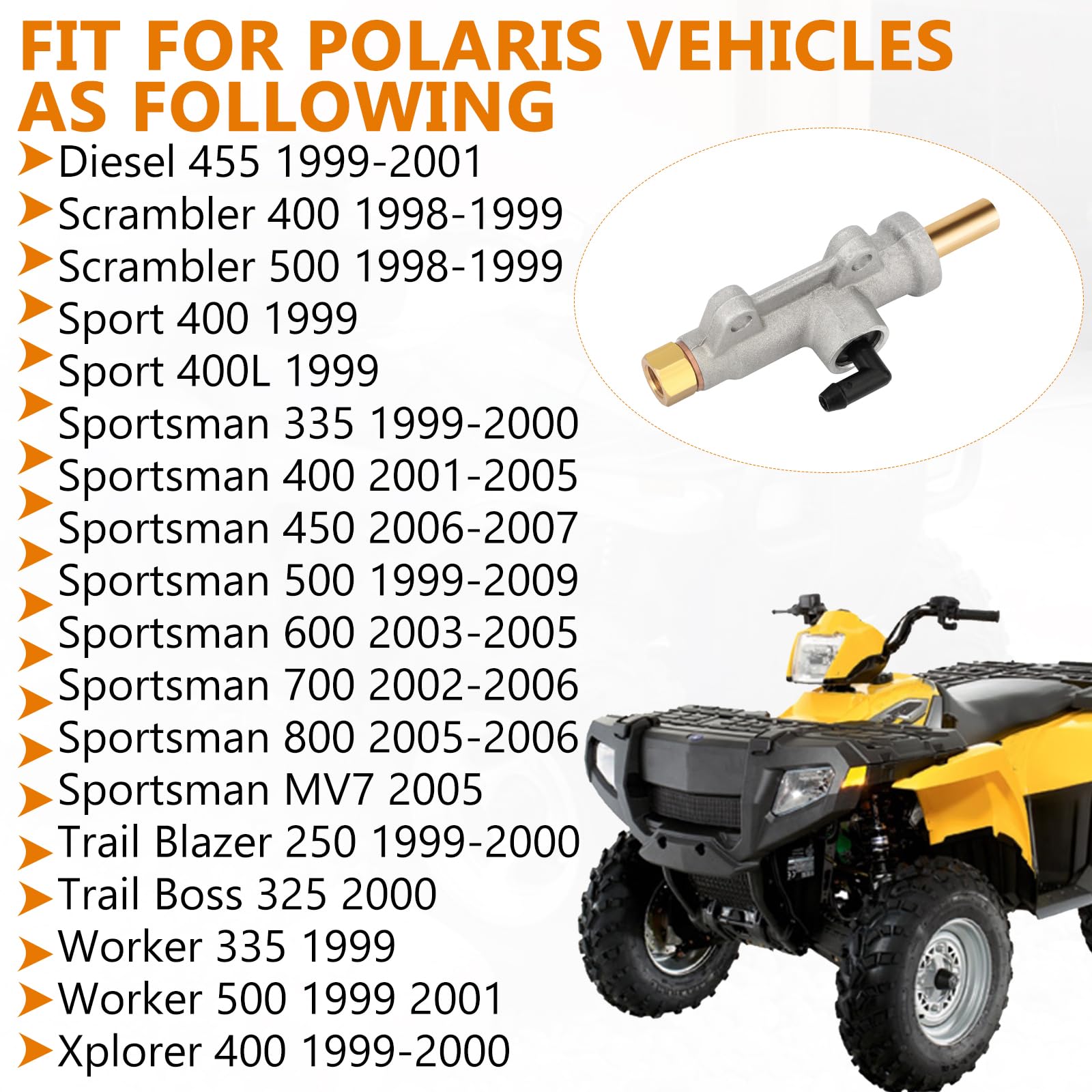 M Mati Rear Brake Master Cylinder For Polaris Sportsman 335 400 450 500 600 700 800 Scrambler 400 500 Diesel 455 Sport 400 Trail Blazer 250 Trail Boss 325 Worker 335 500 Xplorer 400 1910301 1910790