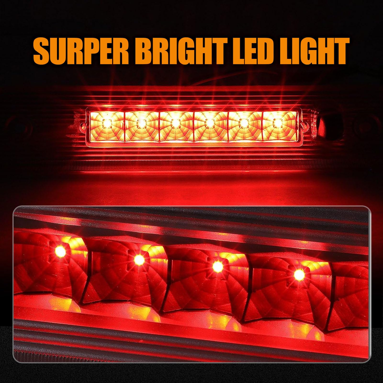 Cxdar Third 3Rd Brake Light Led For 2008-2012 Jeep Liberty, High Mount Rear Brake Lights Assembly For 08-12 Liberty, Waterproof