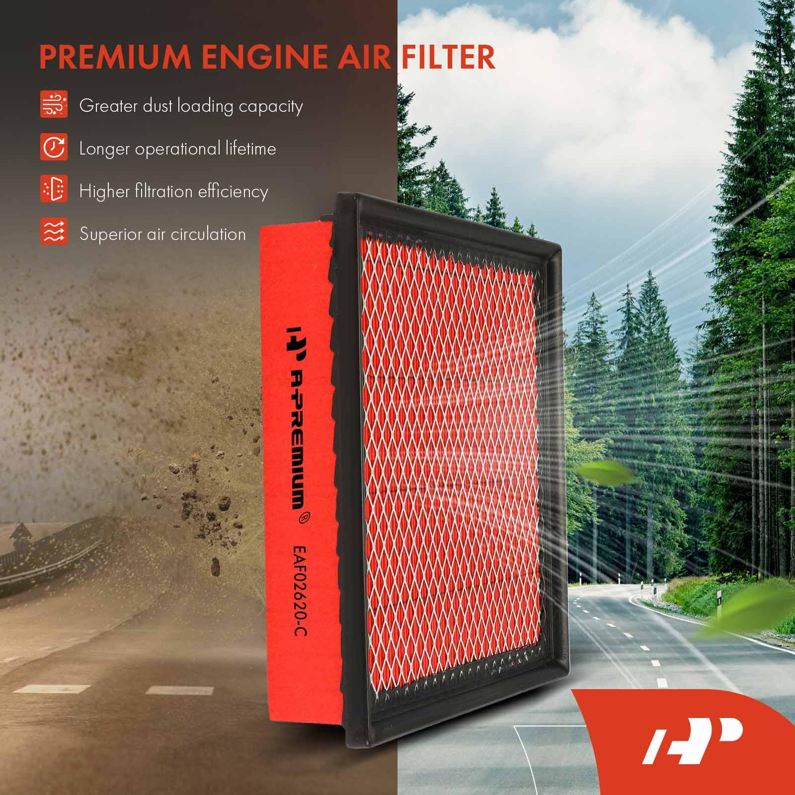 A-Premium High-Performance, Pre-Oiled Engine Air Filter Compatible With Ford & Lincoln - Expedition(2007-2024), F150(2009-2024),