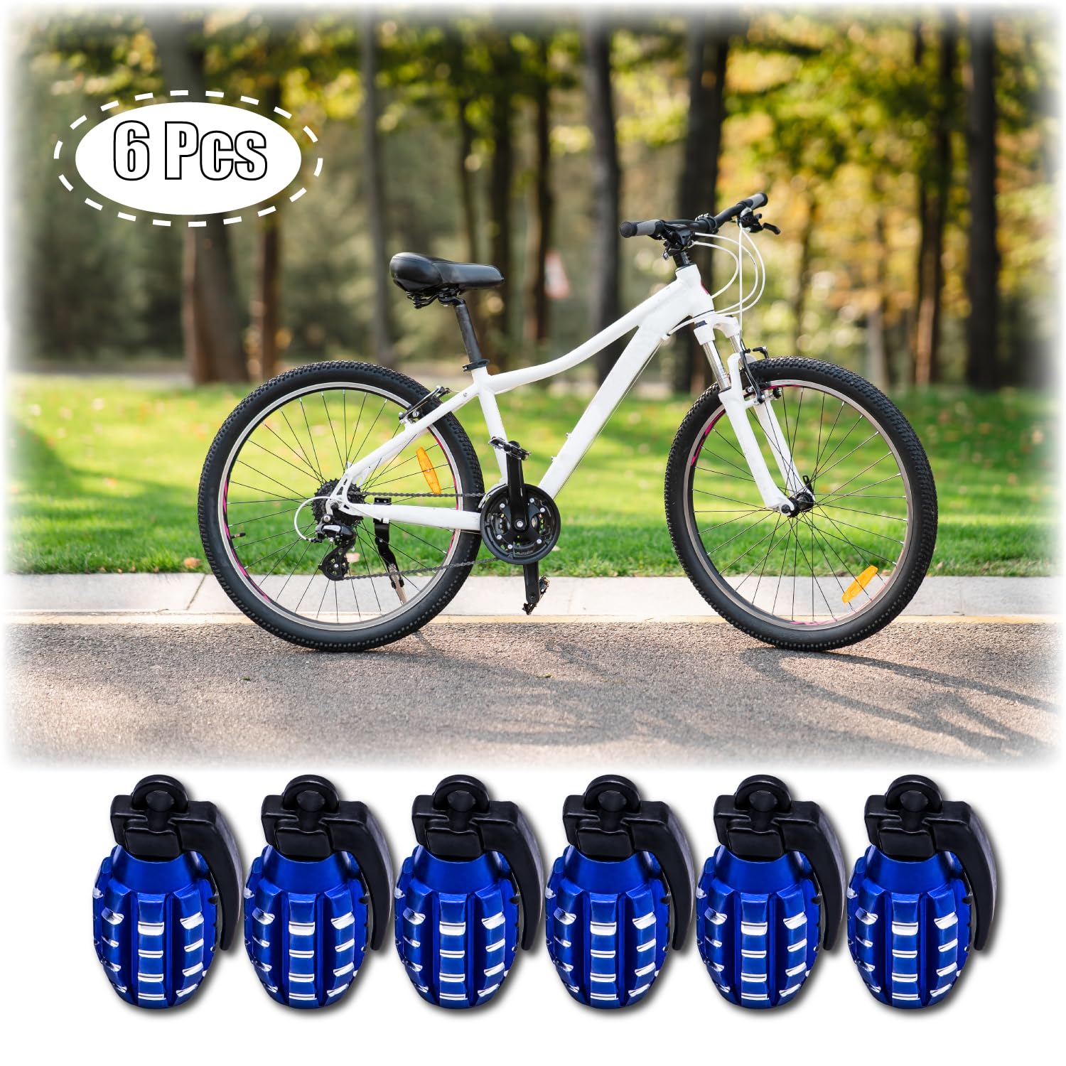 Meajoo 6Pcs Tire Valve Stem Caps, Aluminium Alloy Tire Valve Stem Covers Universal For Cars, Trucks, Suv, Motorcycles, Bike And