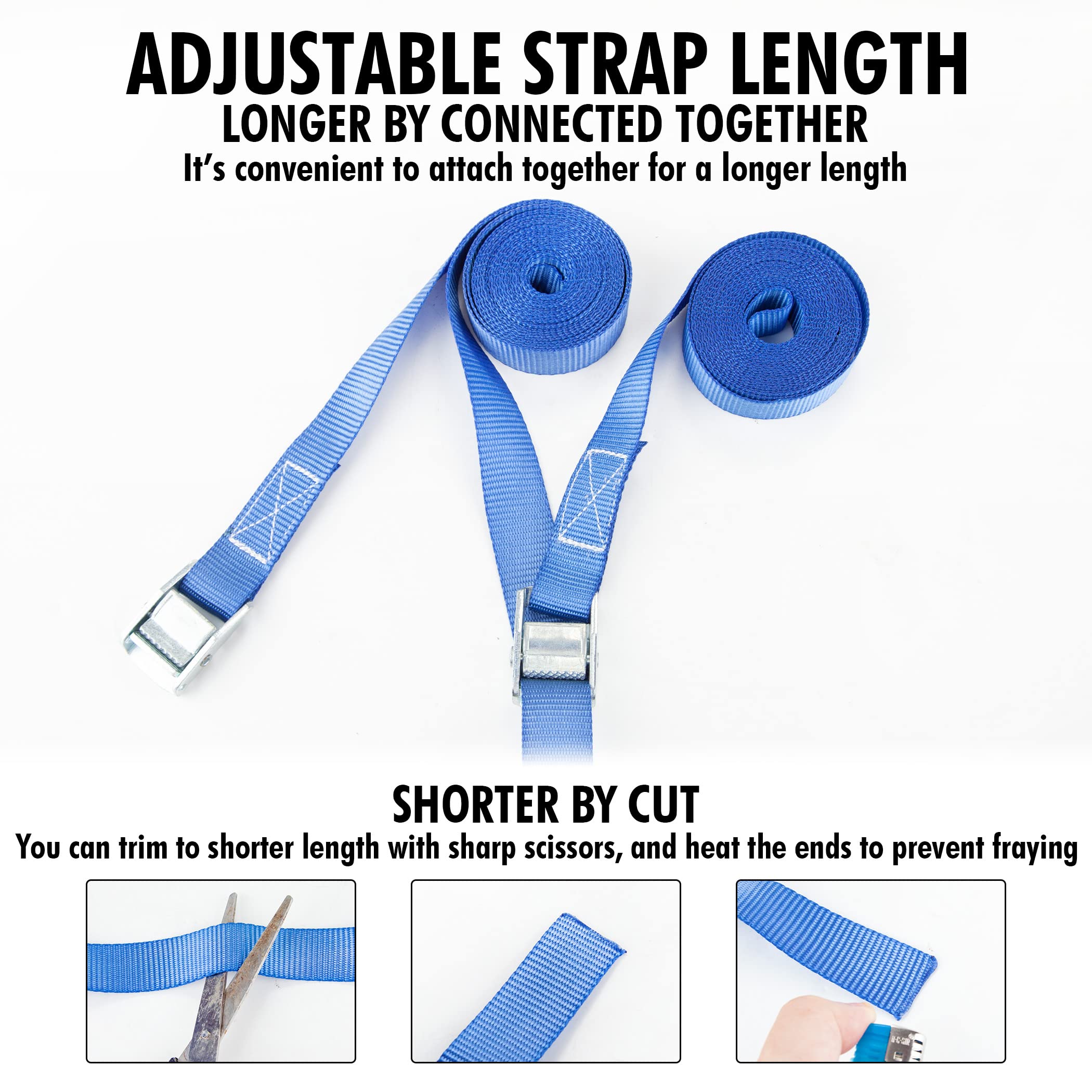 Cartman 1' X 12' Lashing Straps Up To 600Lbs,4Pk Blue