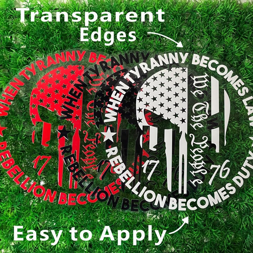 We The People Sticker Decals 1776 Distressed American USA Flag Skull Decal, Patriotic Vinyl Decal for Auto Car Truck SUV Window