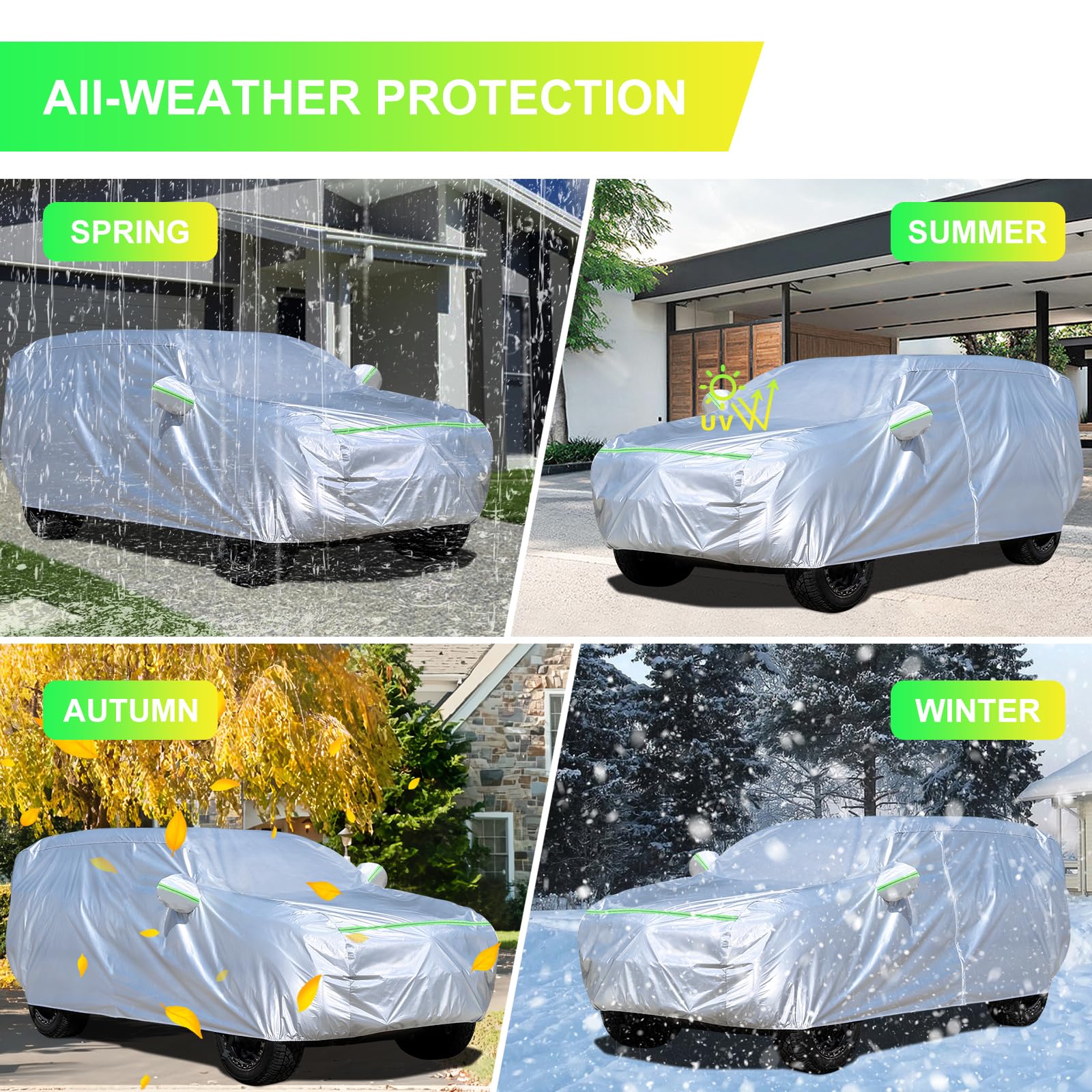 YINOK SUV Car Cover (175-190 inches) - Universal Fit, Waterproof, Dupont Oxford, All Weather, Hail Protector, Sun Protection, Do
