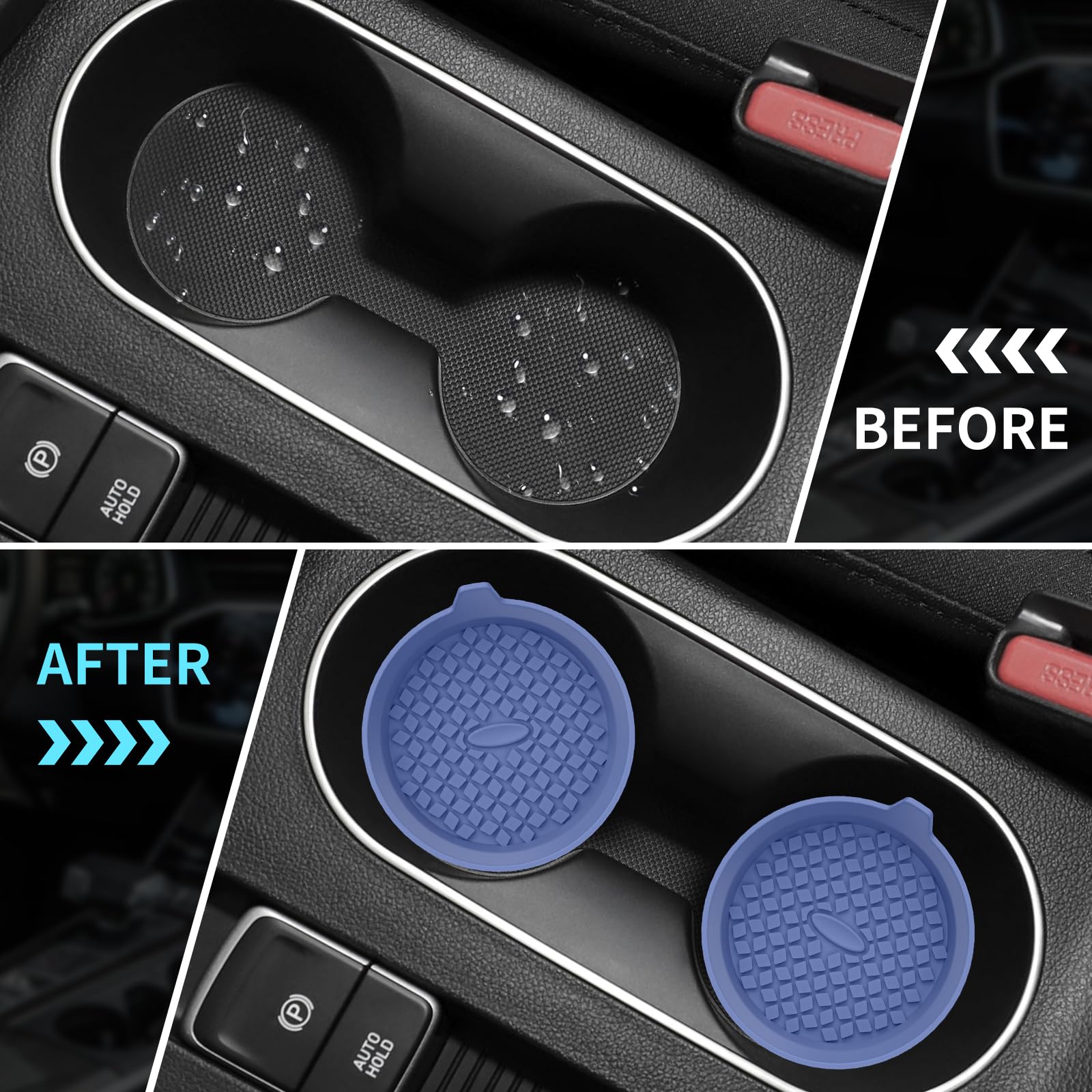 Me.Fan Car Cup Holder Coasters [4 Pack] Silicone Cups Mats, Automotive Universal Non-Slip Recessed Interior Accessories Navy Blu