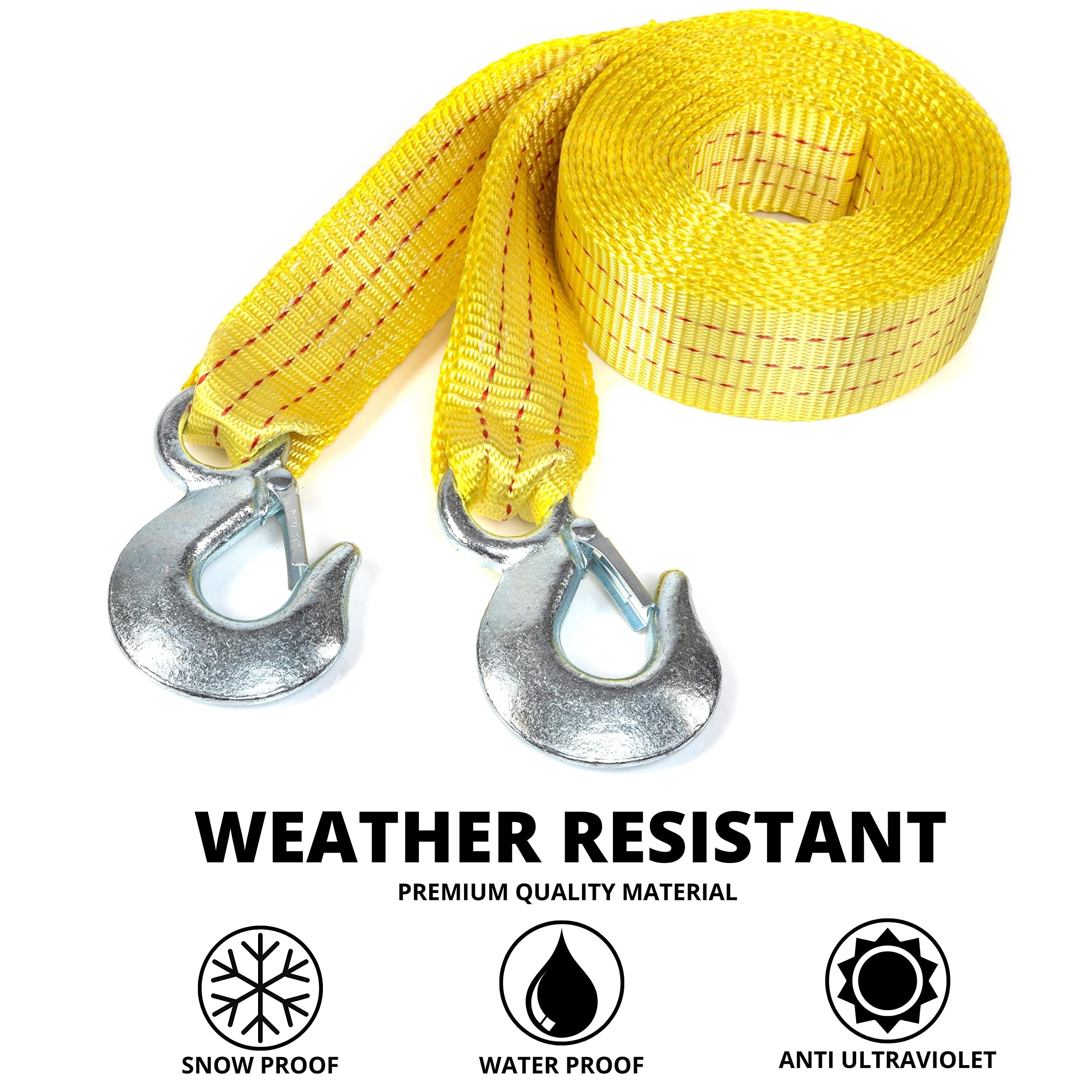 Neiko 51005A Heavy-Duty Tow Strap With Hooks 2 Pack, 2 Inches By 20 Feet, Woven Polyester Webbing, And 10,000-Pound Capacity, Hd