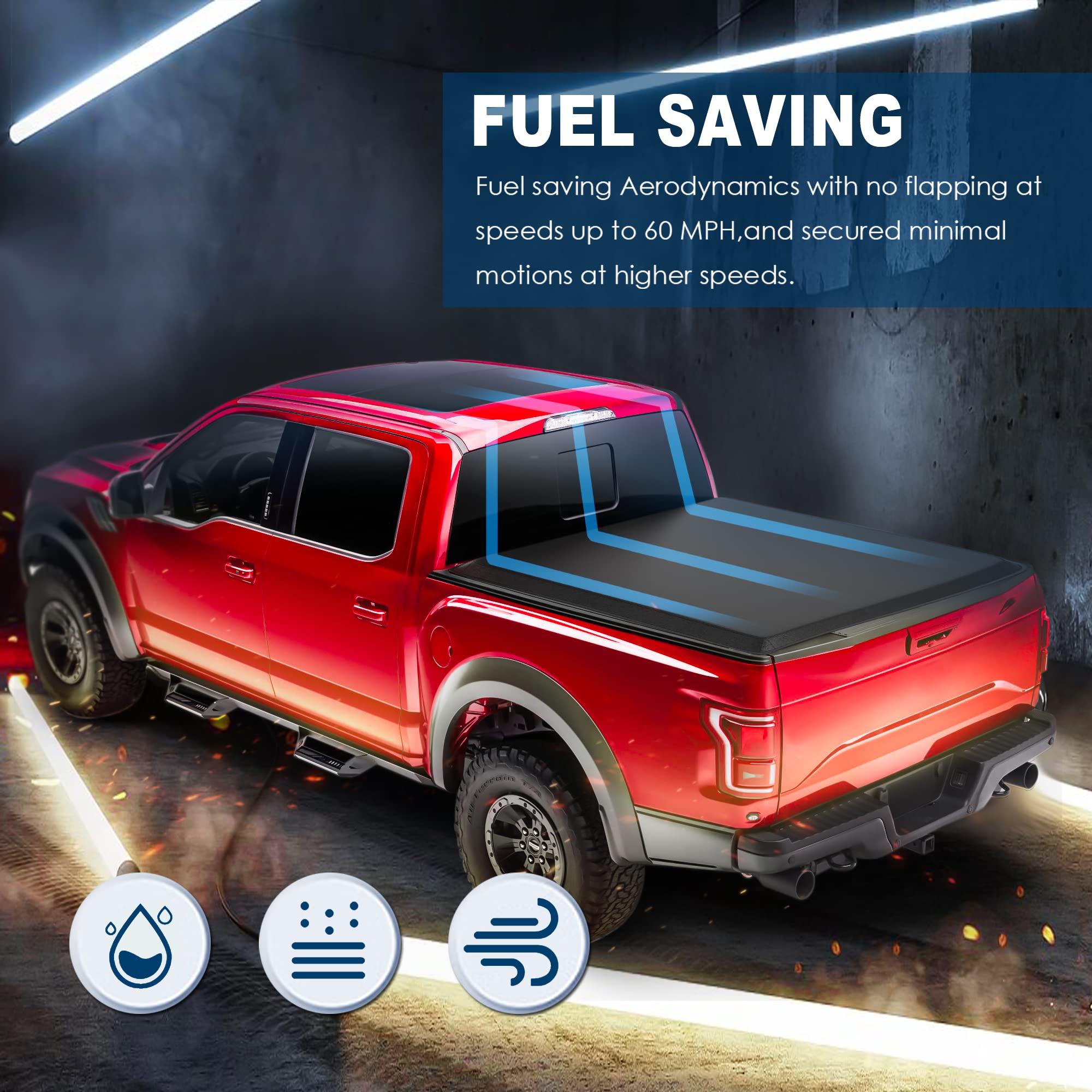 Mostplus Quad 4-Fold 5.5 Ft Soft Fold Truck Bed Tonneau Cover Compatible For 2009-2014 Ford F150 F-150 Styleside (Excl Raptor Se