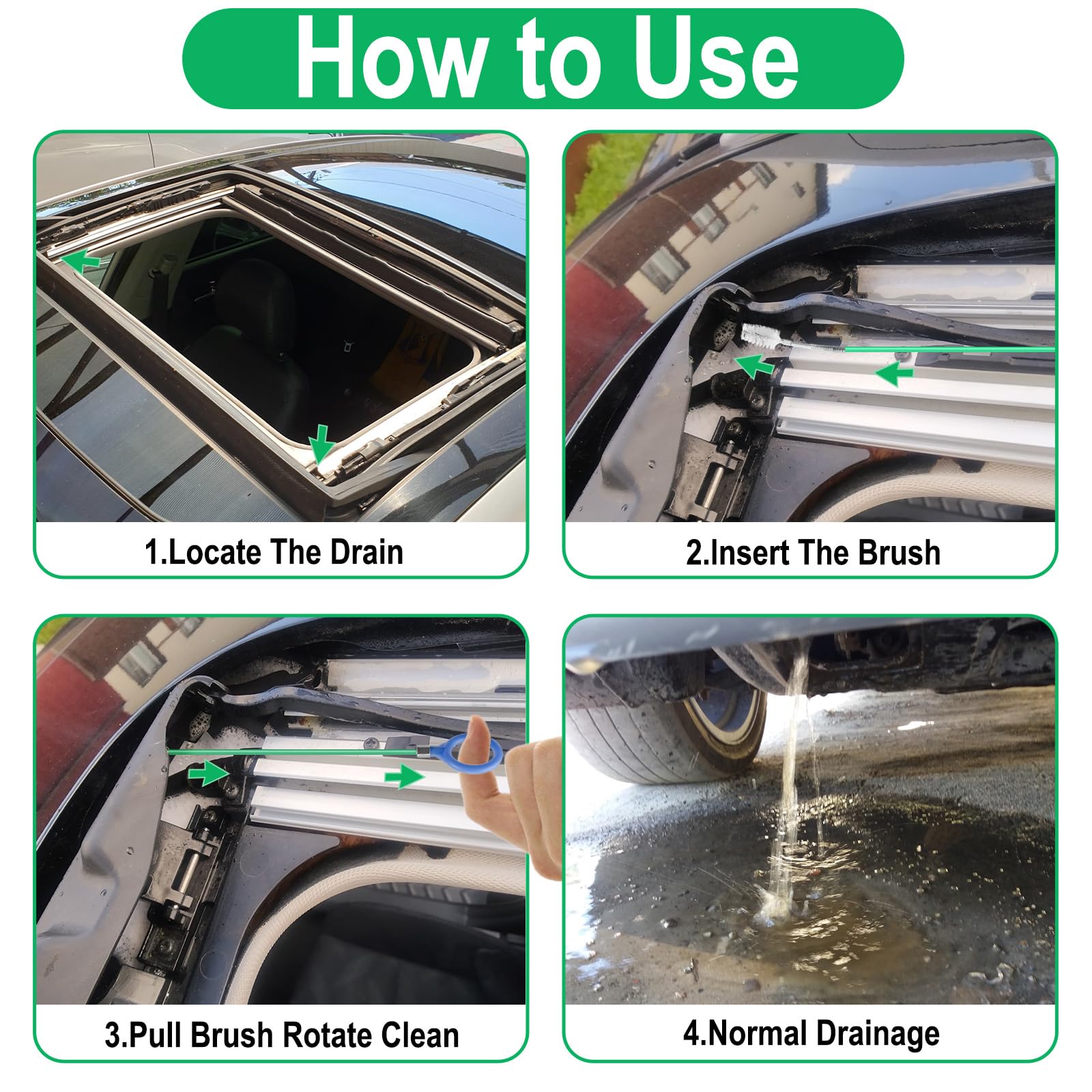 Ecocstm Auto Sunroof Drain Cleaning Tool, 78 Inch Flexible Tube Cleaning Brush, Flexible Drain Brush Extra Long Pipe Cleaners Fo