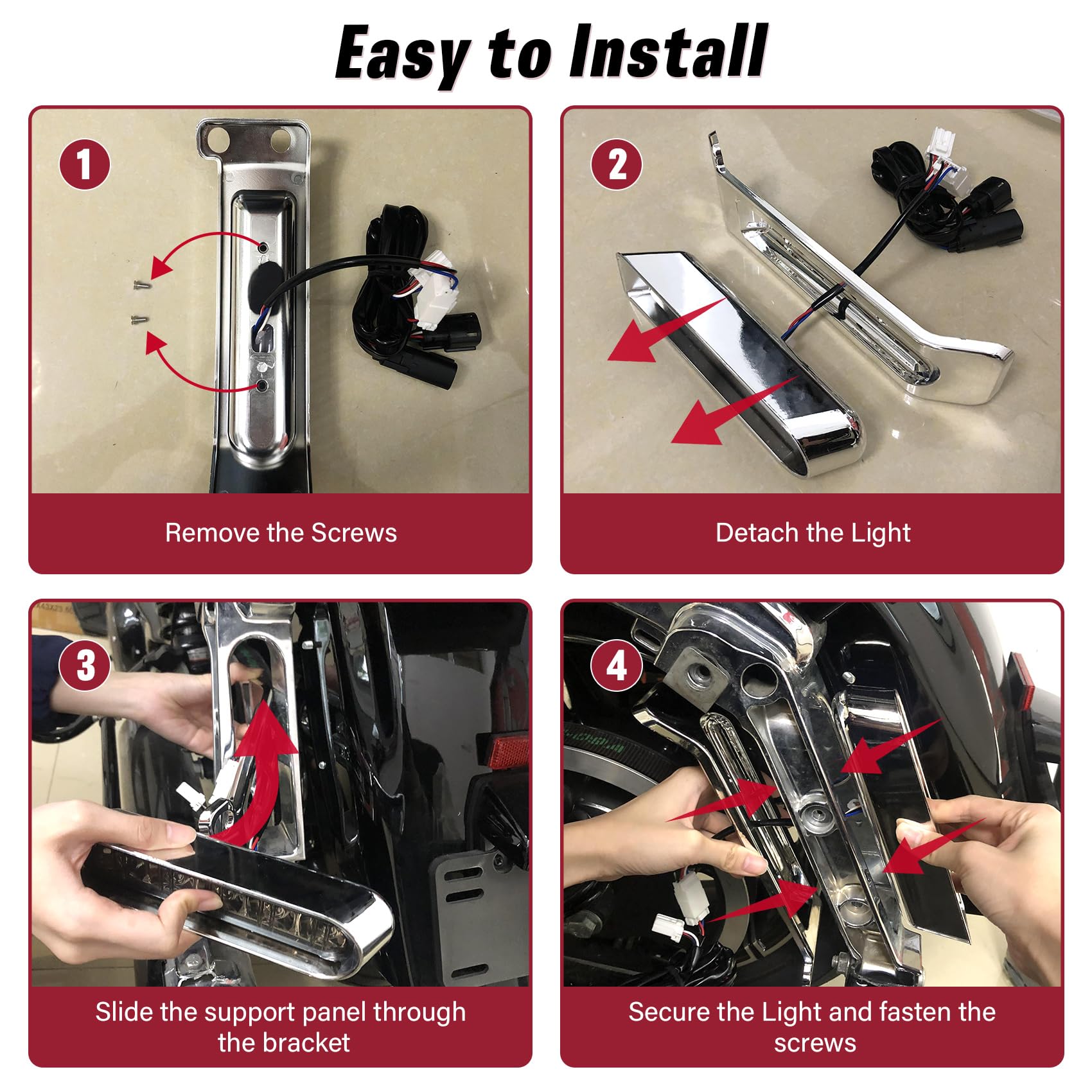 TCMT LED Inserts Saddlebag Support Auxiliary Filler Panel Brake Tail Lights Fit For Harley Road Glide FLTR 2014-2023 Electra Gli