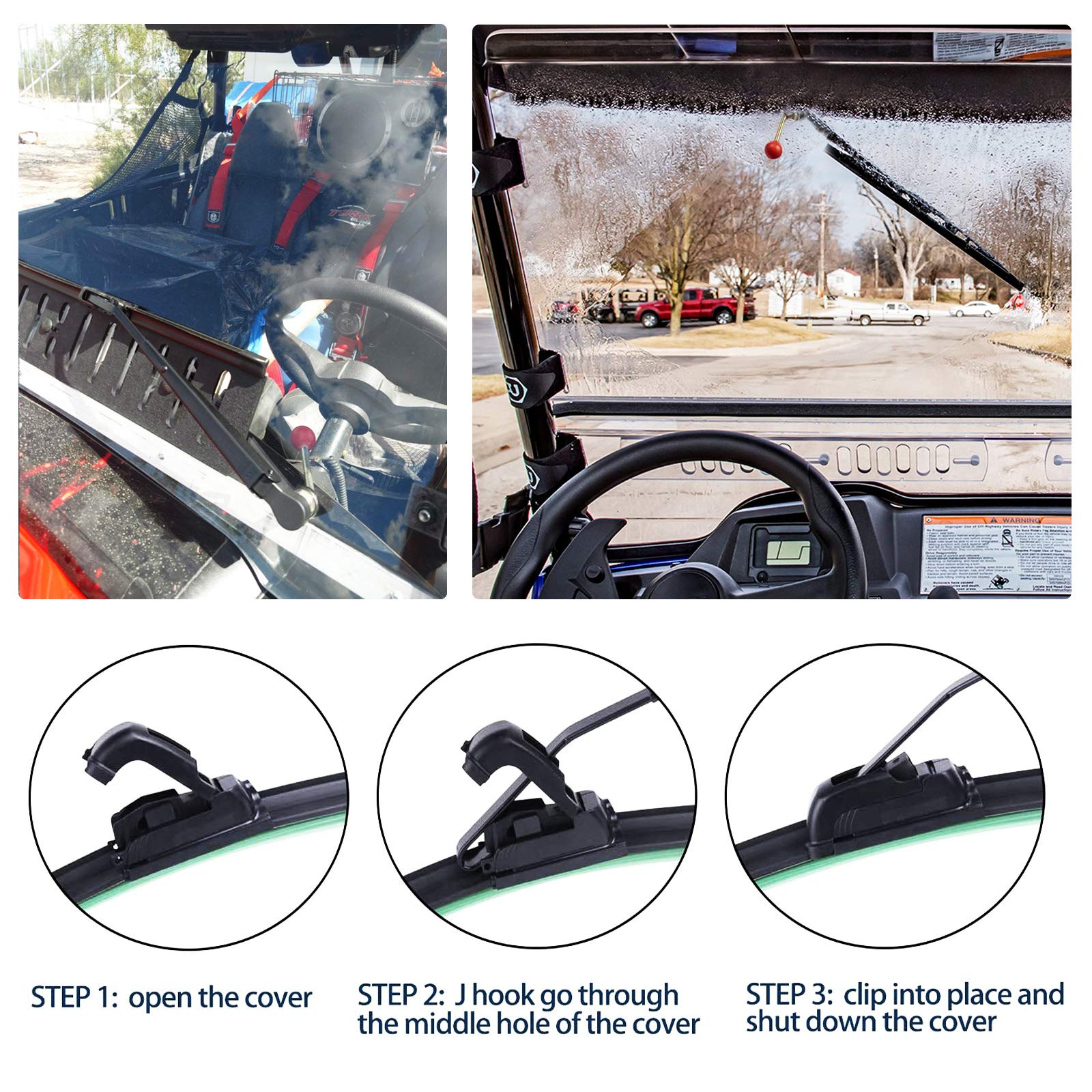 Xislet UTV Hand Operated Windshield Wiper Compatible with Polaris Ranger RZR Can Am Kawasaki Honda Pioneer Golf Cart Manual Wind