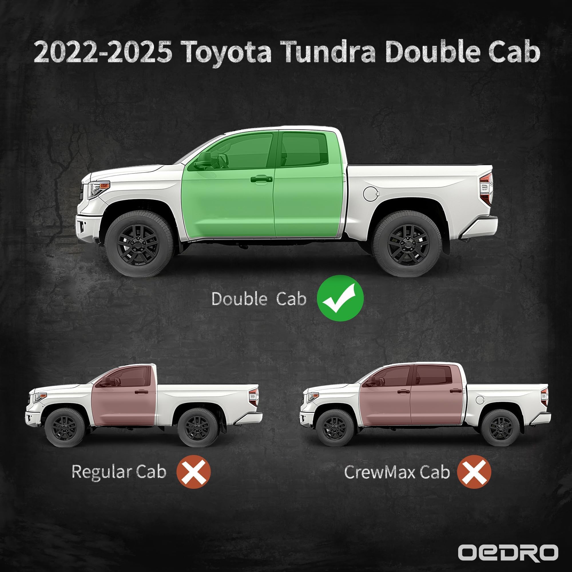 Oedro Floor Mats Fit For Toyota Tundra 2025-2022 Double Cab, Tpe All Weather Tundra Floor Liners Custom Fit 1St & 2Nd Row Car Ma