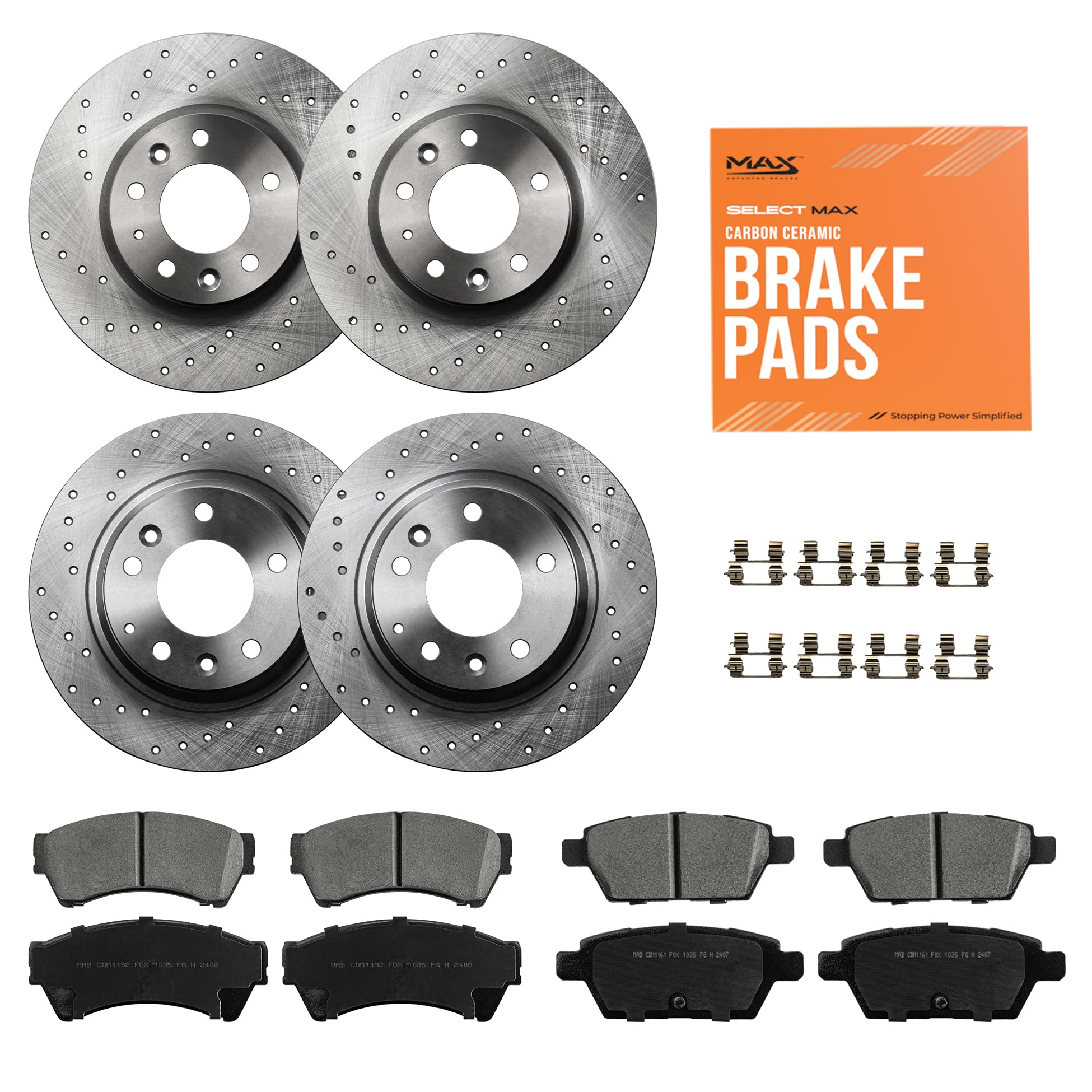 Max Advanced Brakes Front & Rear Brake Kit Compatible With 2006-2010 2011 2012 Ford Fusion Compatible With Mazda 6 Replacement C