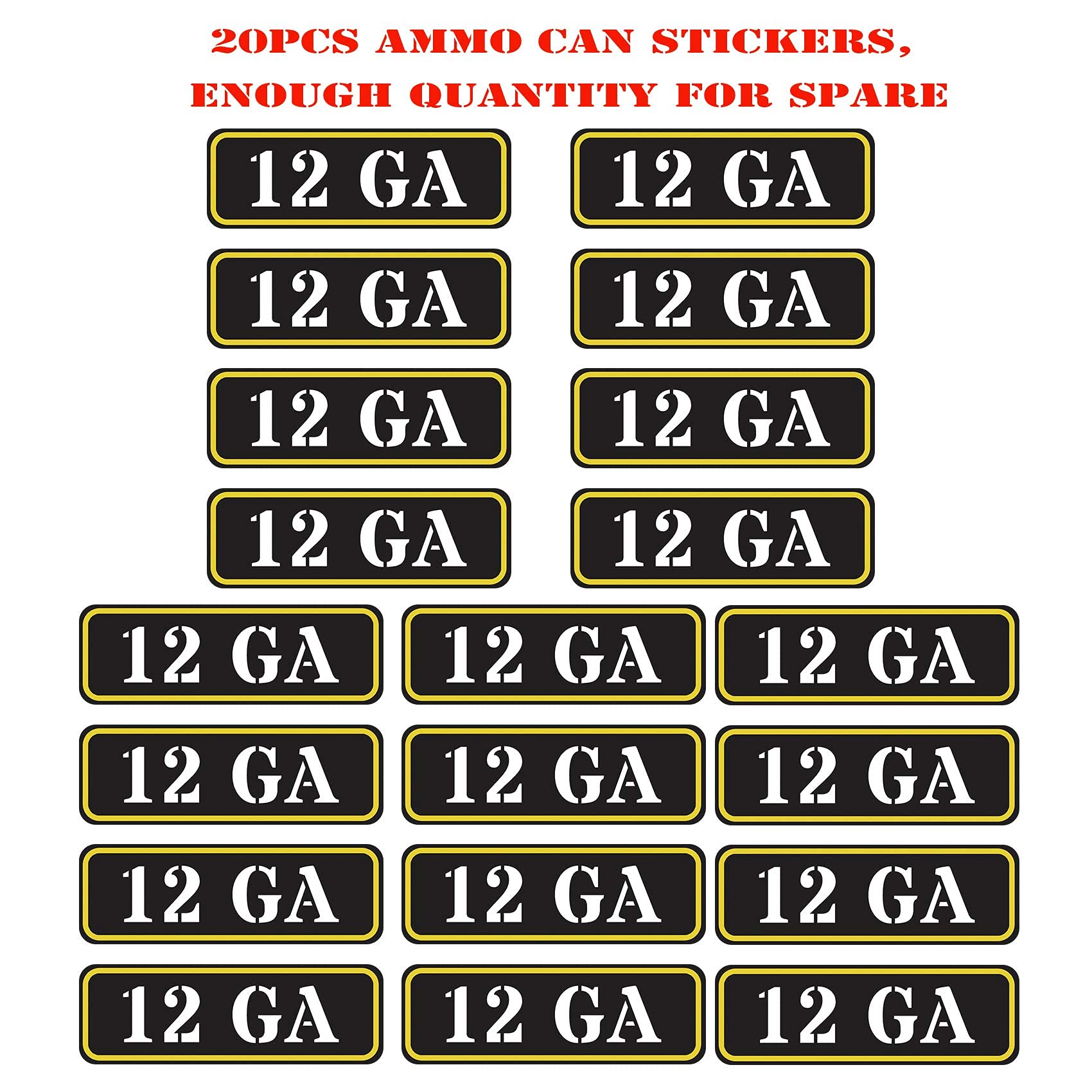 Aolamegs Ammo Can Vinyl Sticker Set Decal Label For Cans Cases Boxes .22 .223 .308 9Mm .380 .45 5.56 7.62 12Ga 300Blk (20 Pack/1