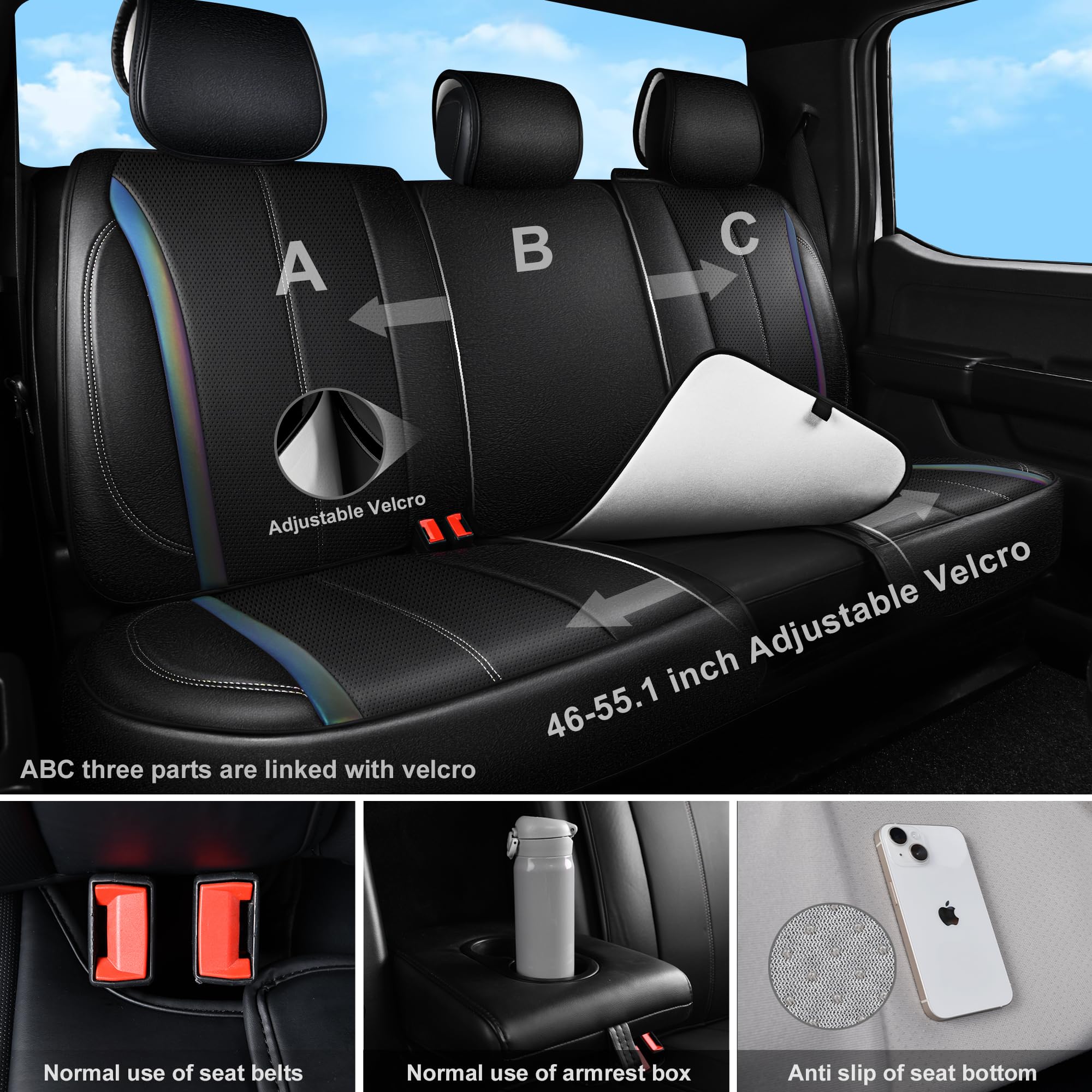 Car Pass Nappa Leather Car Seat Covers, Durable Waterproof Luxury Universal For Suv Pick-Up Truck Sedan, Anti-Slip Driver 5 Seat