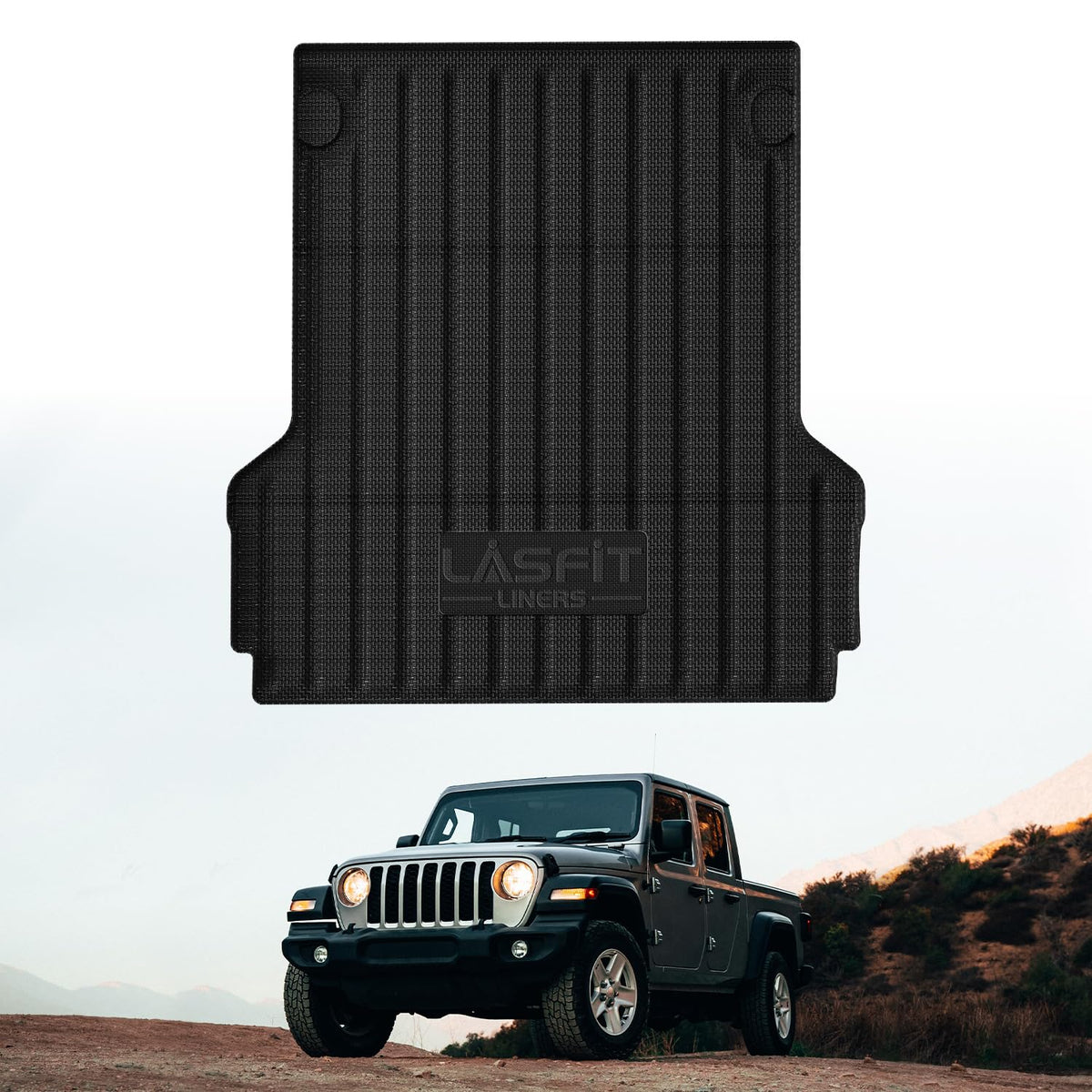 Lasfit 5Ft Bed Mat For Jeep Gladiator Jt 2025 2024 2023 2022 2021 2020 (5Ft / 60 Inches), All Weather Tpe Custom Fit Truck Bed M