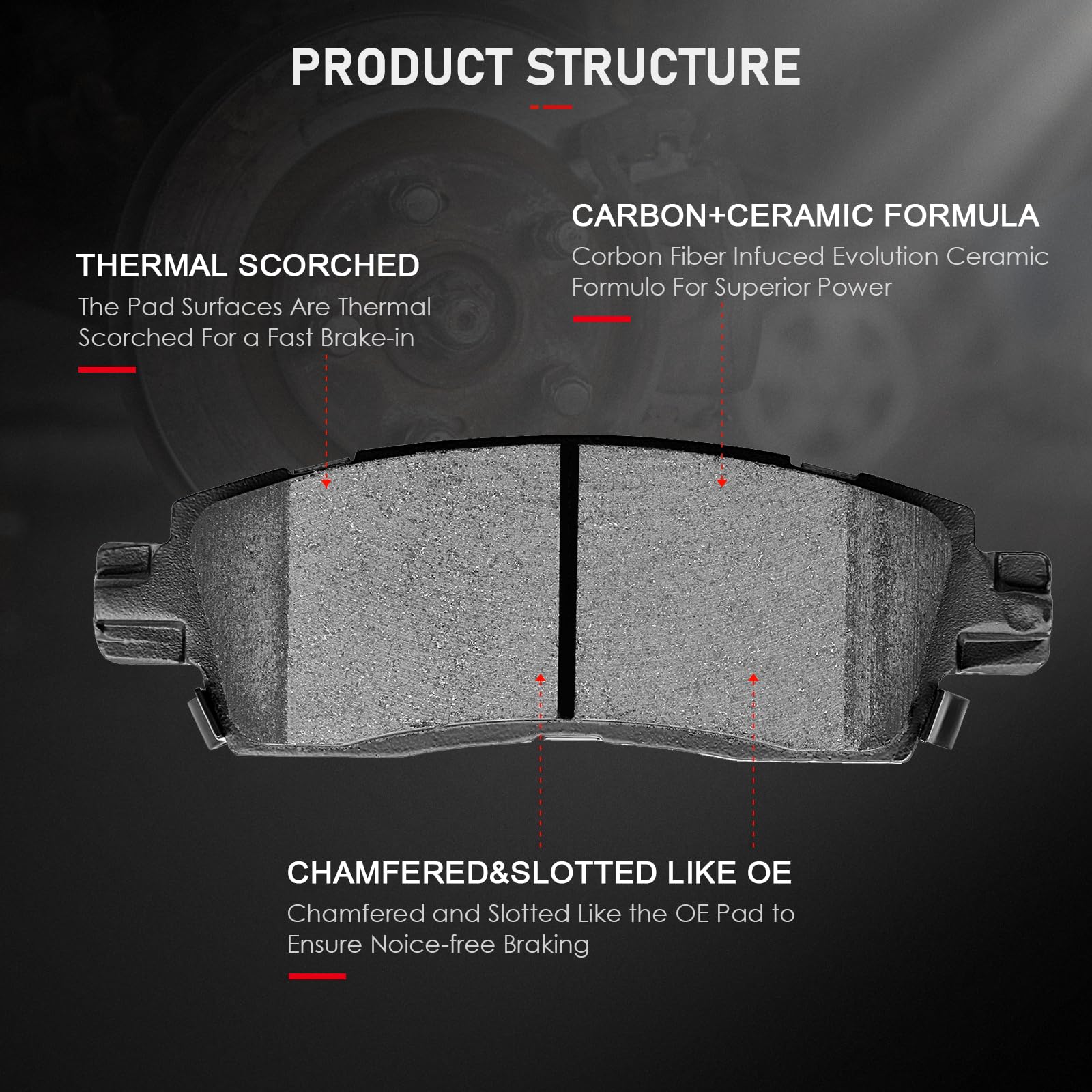 Cciyu D882/D883 Front & Rear Ceramic Brake Pads Kits For Buick Rainier (2004-2005), Chevrolet Ssr (2003-2005), Chevrolet Trailbl