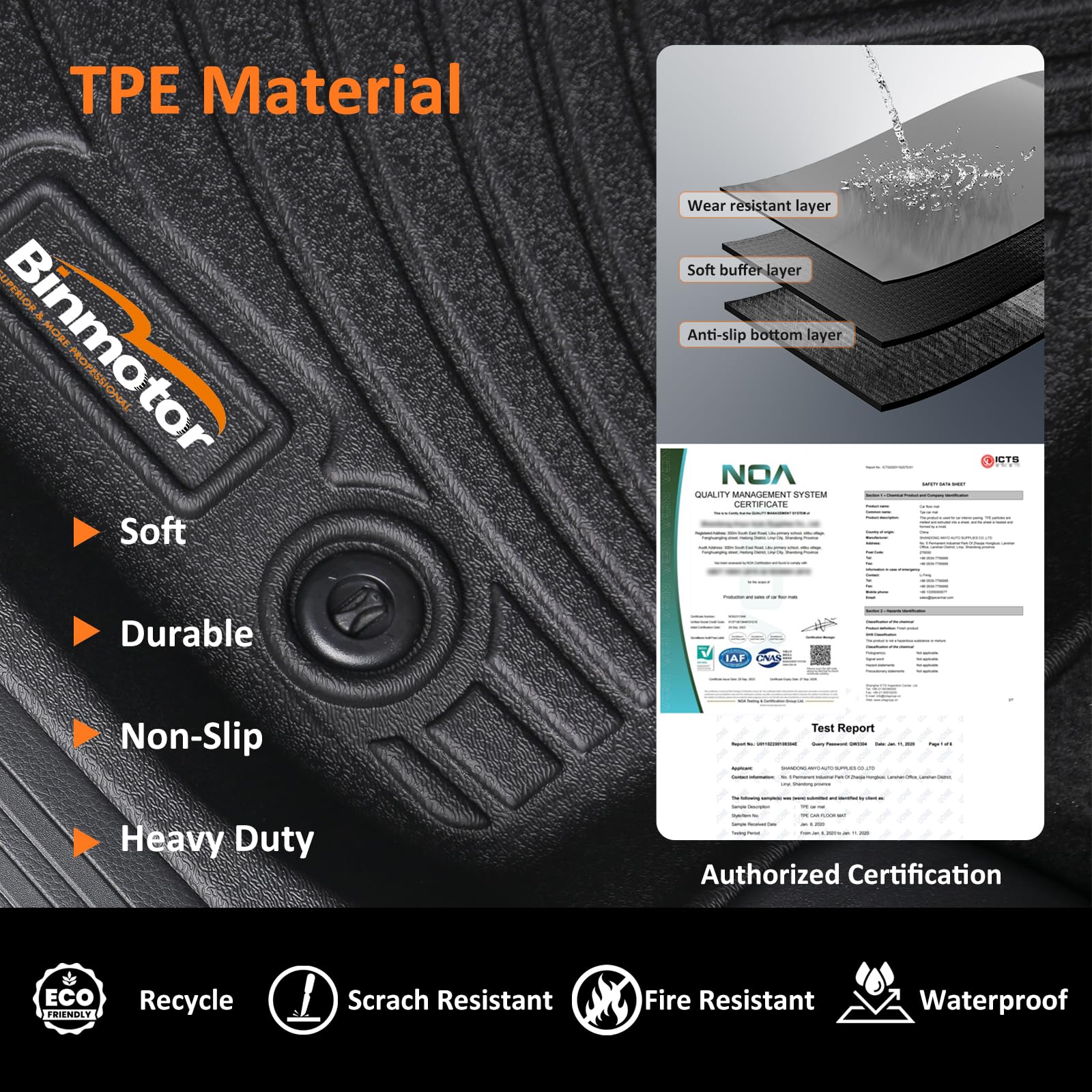 Binmotor-Floor Mats and Cargo Mat for Subaru Crosstrek 2018-2023 / for Subaru Impreza 2017-2023 (Not Hybrid Models), All Weather