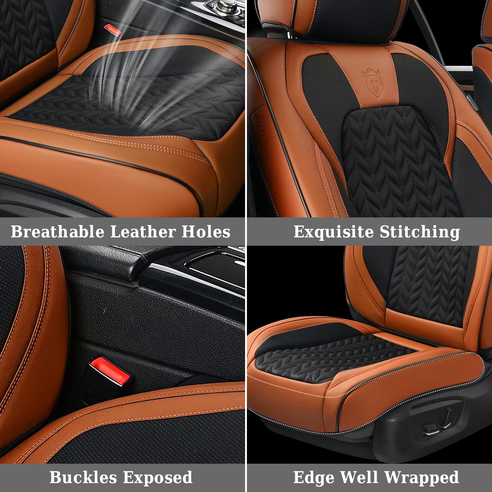 Coverado Car Seat Cover, Front Seat Cover, 2Pcs Car Seat Protector, Seat Covers For Cars, Breathable Faux Leather Car Seat Cushi