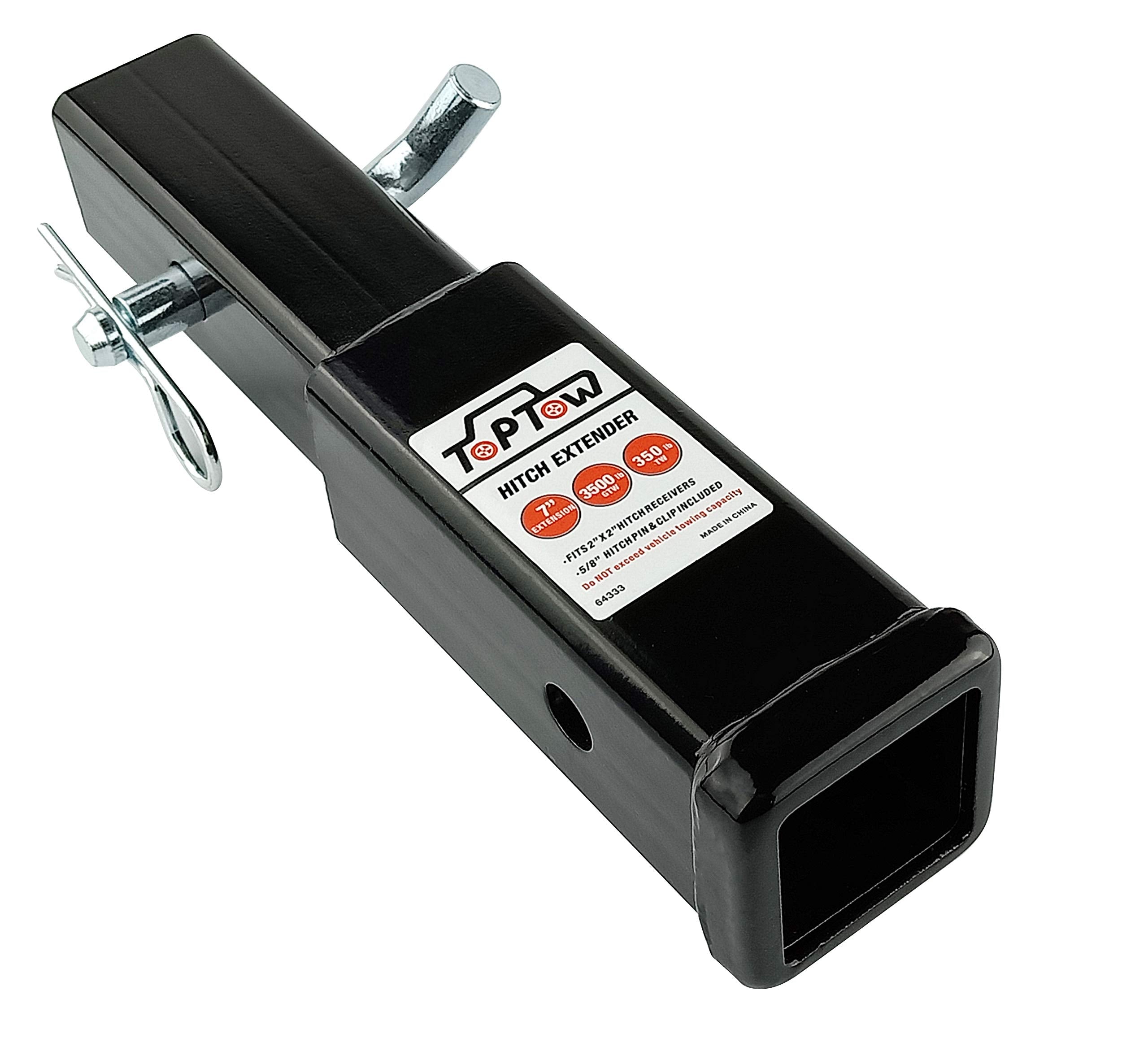 Toptow Hitch Extender, Fits For 2 Inch Receiver, 7 Inch Extension Length, With 5/8 Inch Hitch Pin