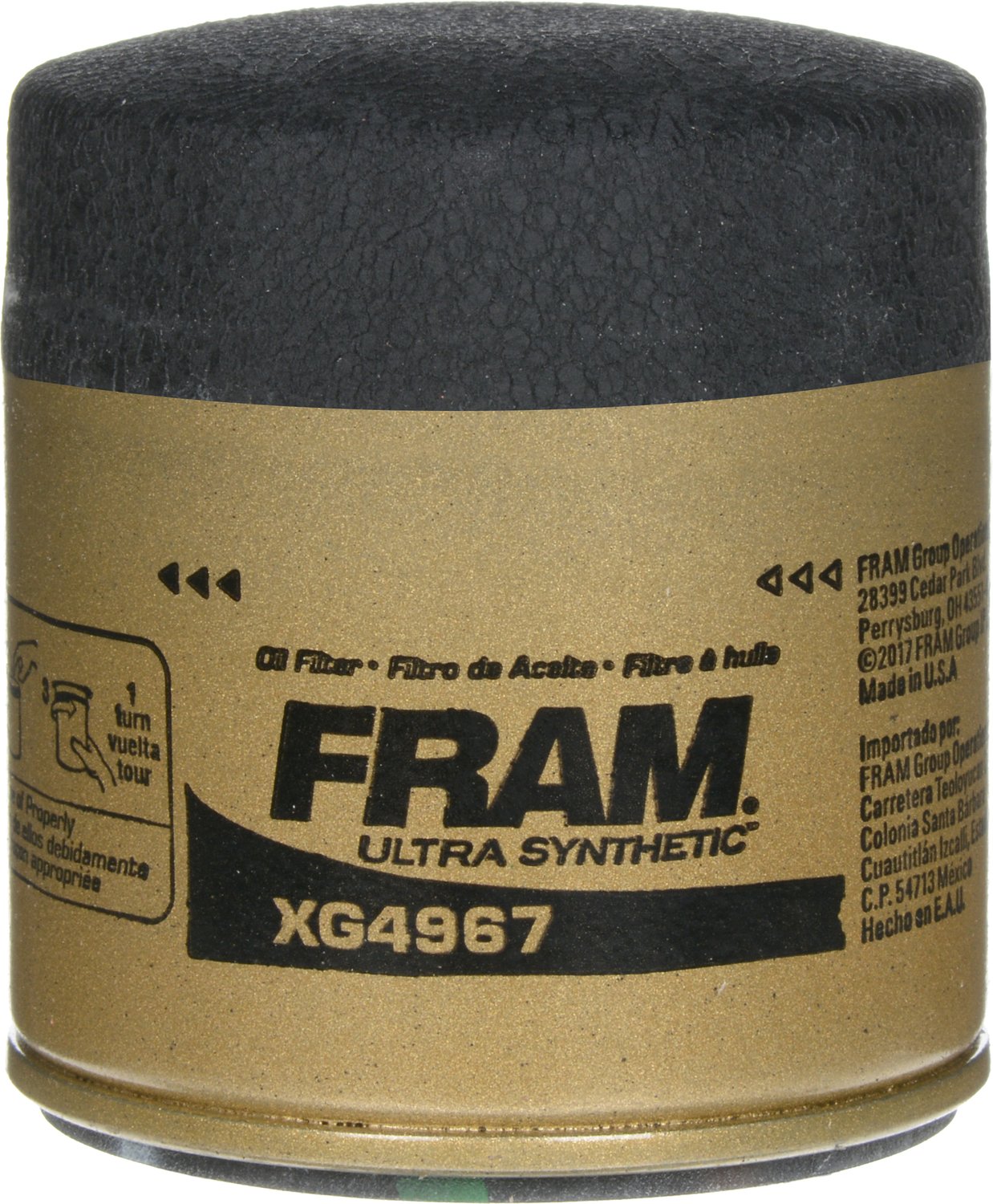 Fram Ultra Synthetic Automotive Replacement Oil Filter, Designed For Synthetic Oil Changes Lasting Up To 20K Miles, Xg4967 With Suregrip (Pack Of 1)