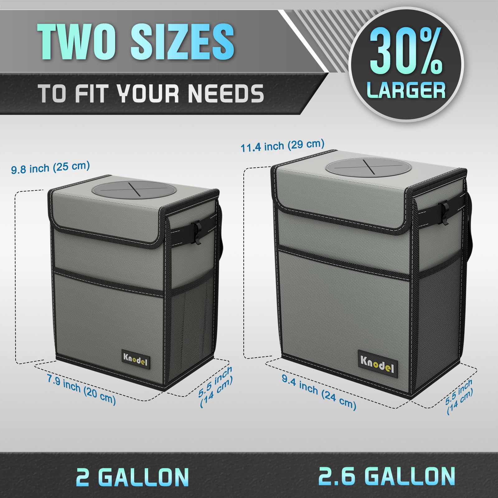 Knodel Car Trash Can, Waterproof Car Garbage Can, Car Trash Bag With Lid, Leak-Proof Car Trash Bin, Car Trash Hanging (Medium, G