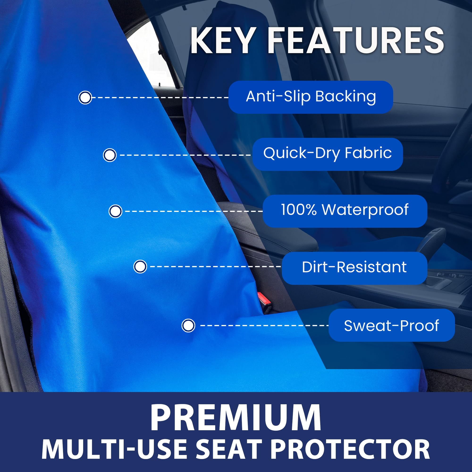 Dri Seats Waterproof Car Seat Cover -Premium Sweat Towel With Slip Resistant Backing For Front Seats In Cars, Trucks, Suv- Unive