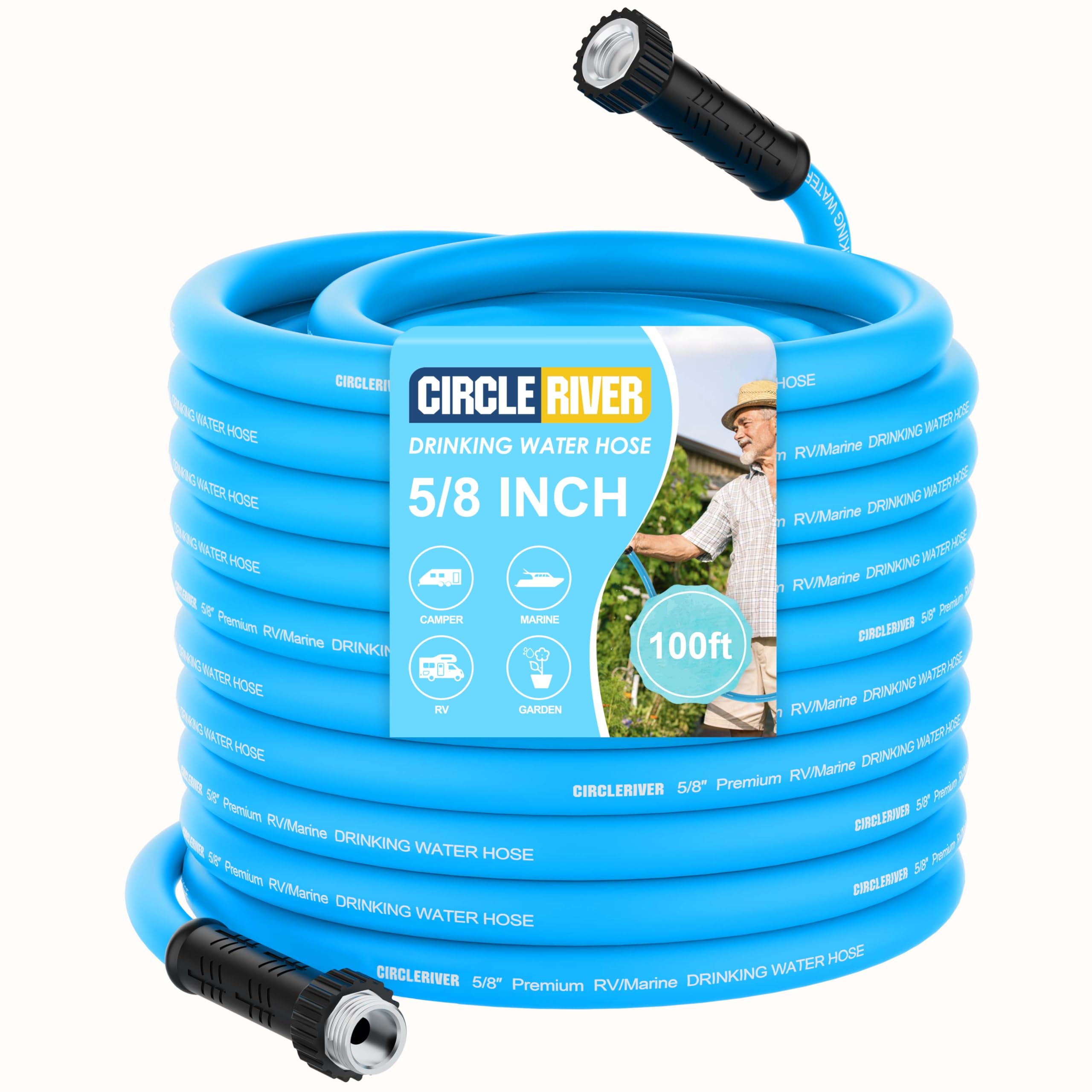 Circleriver Rv Water Hose 100Ft, 5/8'' Premium Rv Drinking Water Hose For Rv, Camping, Marine, Trailer And Truck, Bpa Free, Anti