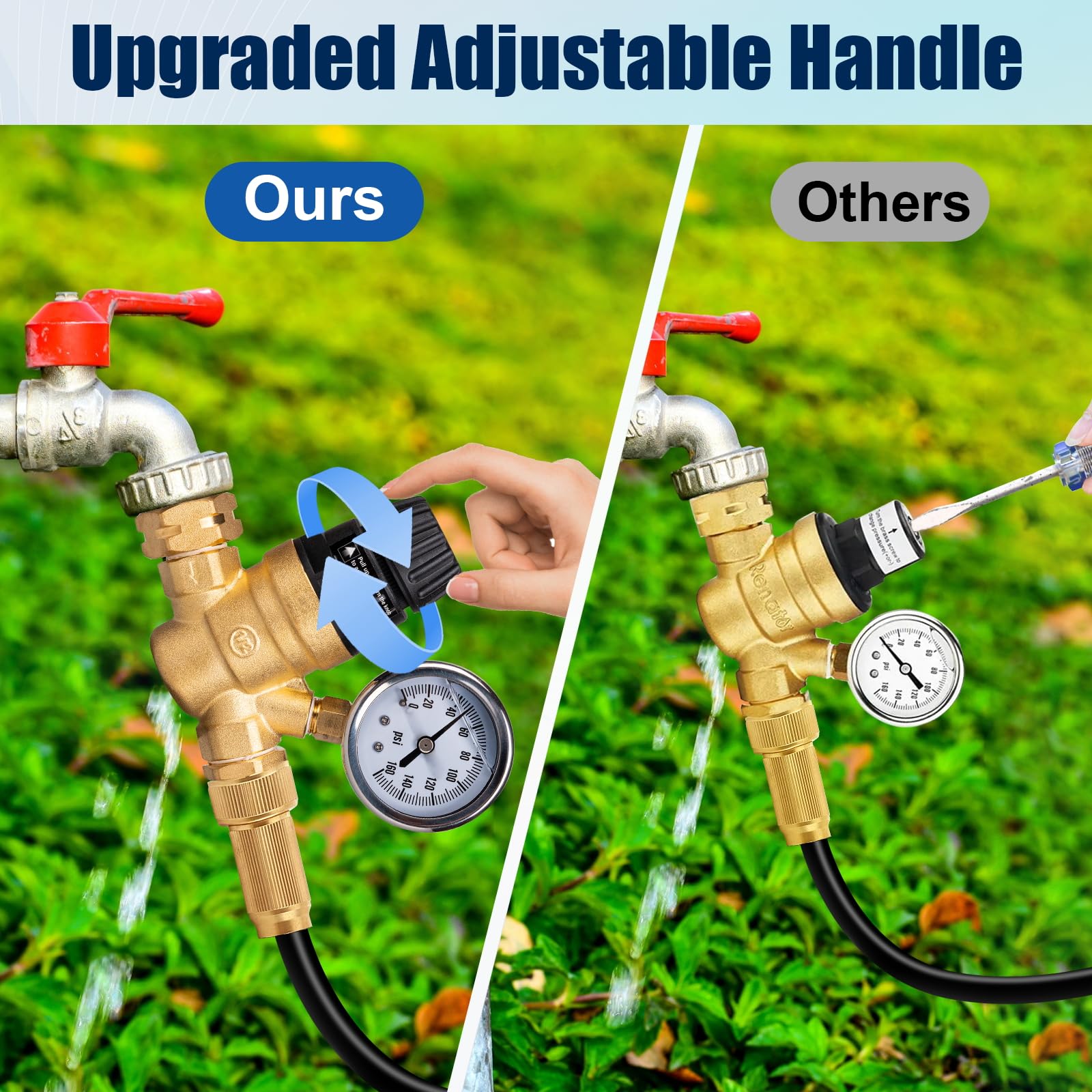 Gickbusus RV Water Pressure Regulator Valve for Camper, Regulate Valves with Strainer, Made of Leadless Brass, RV Water Pressure