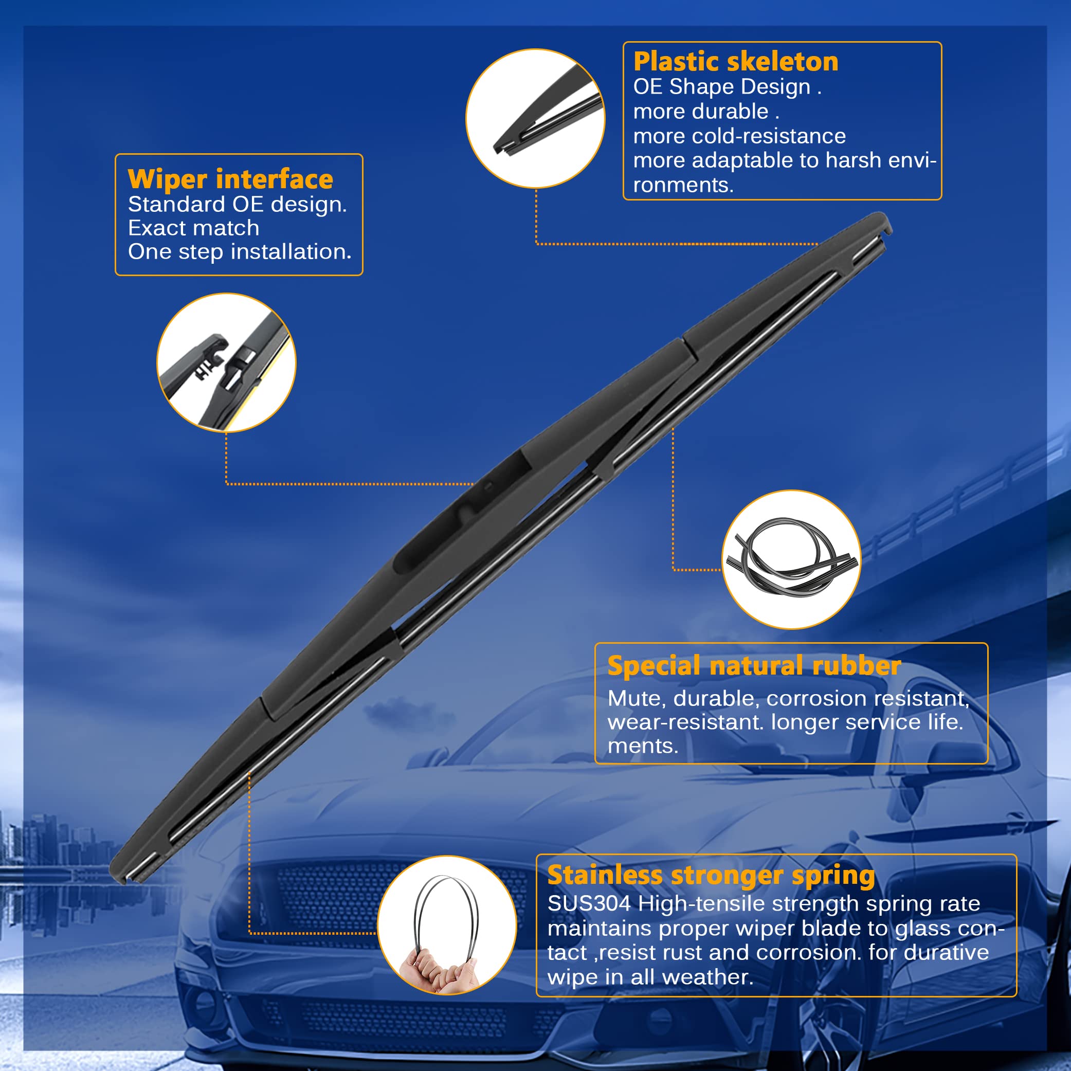 Raintok Windshield Wiper Blades Replacement For Toyota Chr C-Hr 2018 2019 2020 2021 Original Factory Quality Front Rear Wipers B