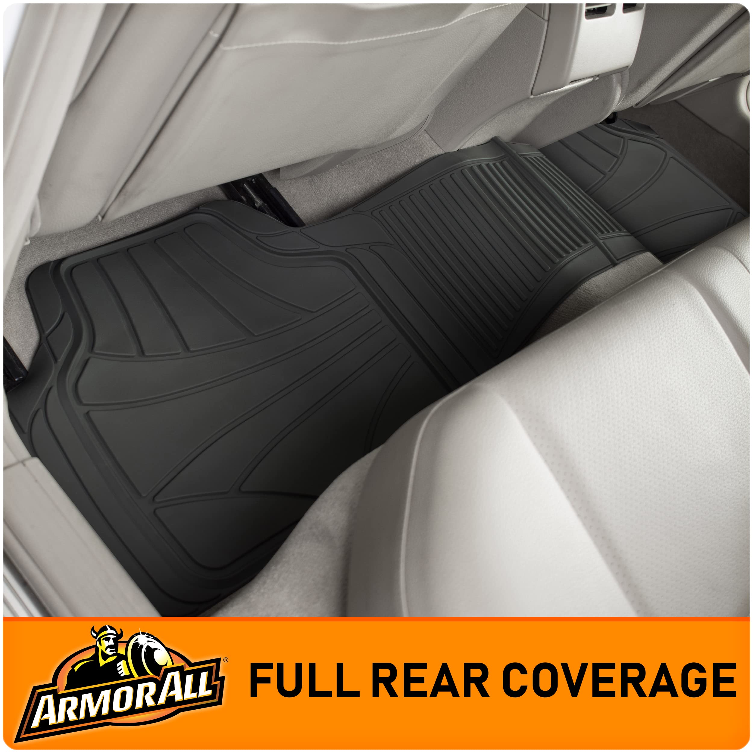 Armor All Custom Accessories Black Full-Coverage Floor Mats - All-Weather Protection, Enhanced Grip, Heavy-Duty Design - Easy To Clean, Universal Fit - Premium Quality Mats, Black, 3-Piece