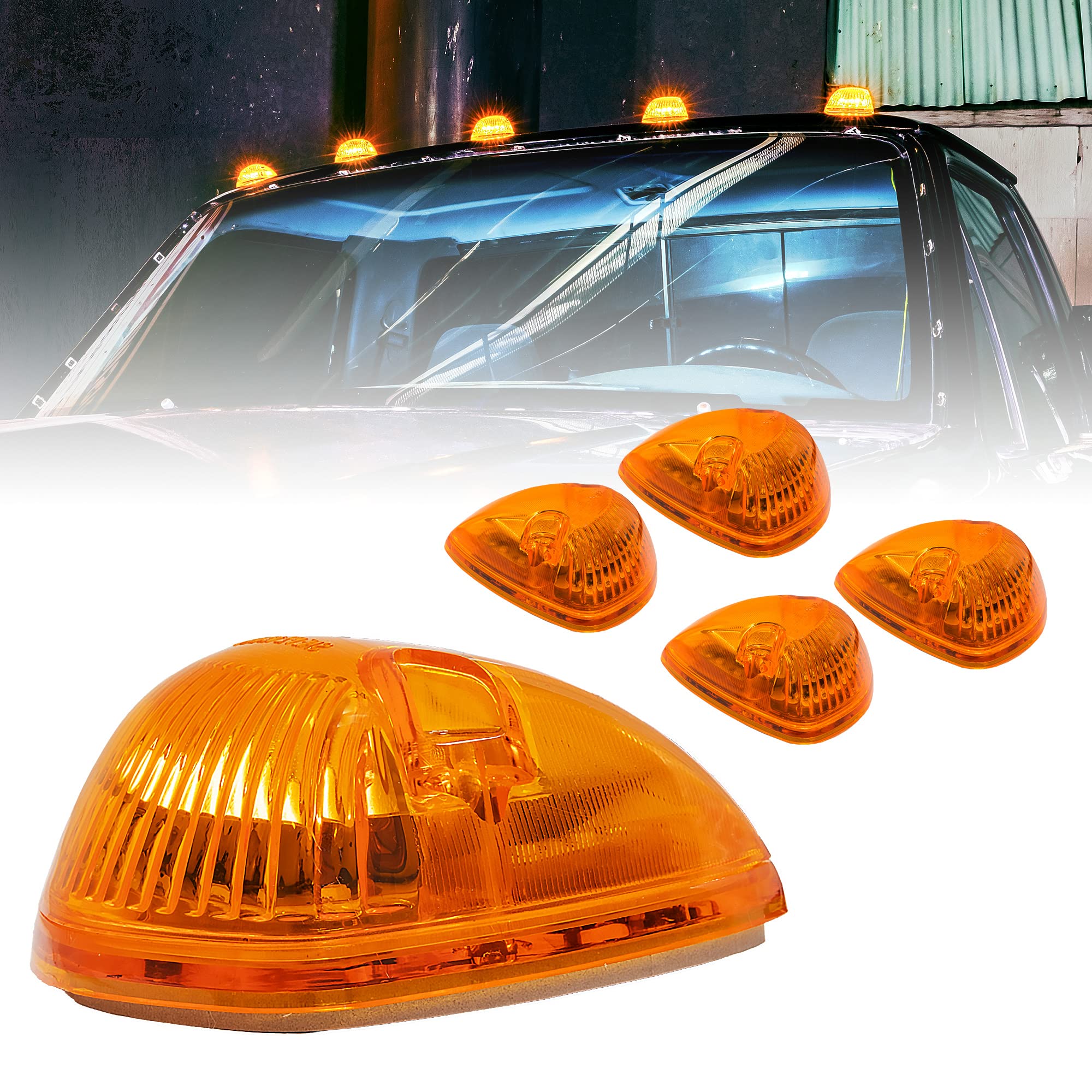 True Mods Amber Teardrop Cab Marker Light Kit [Dot Fmvss 108] [Sae P2] [Universal Fit] [Reflector Lens] [94-98 Dodge Ram Direct