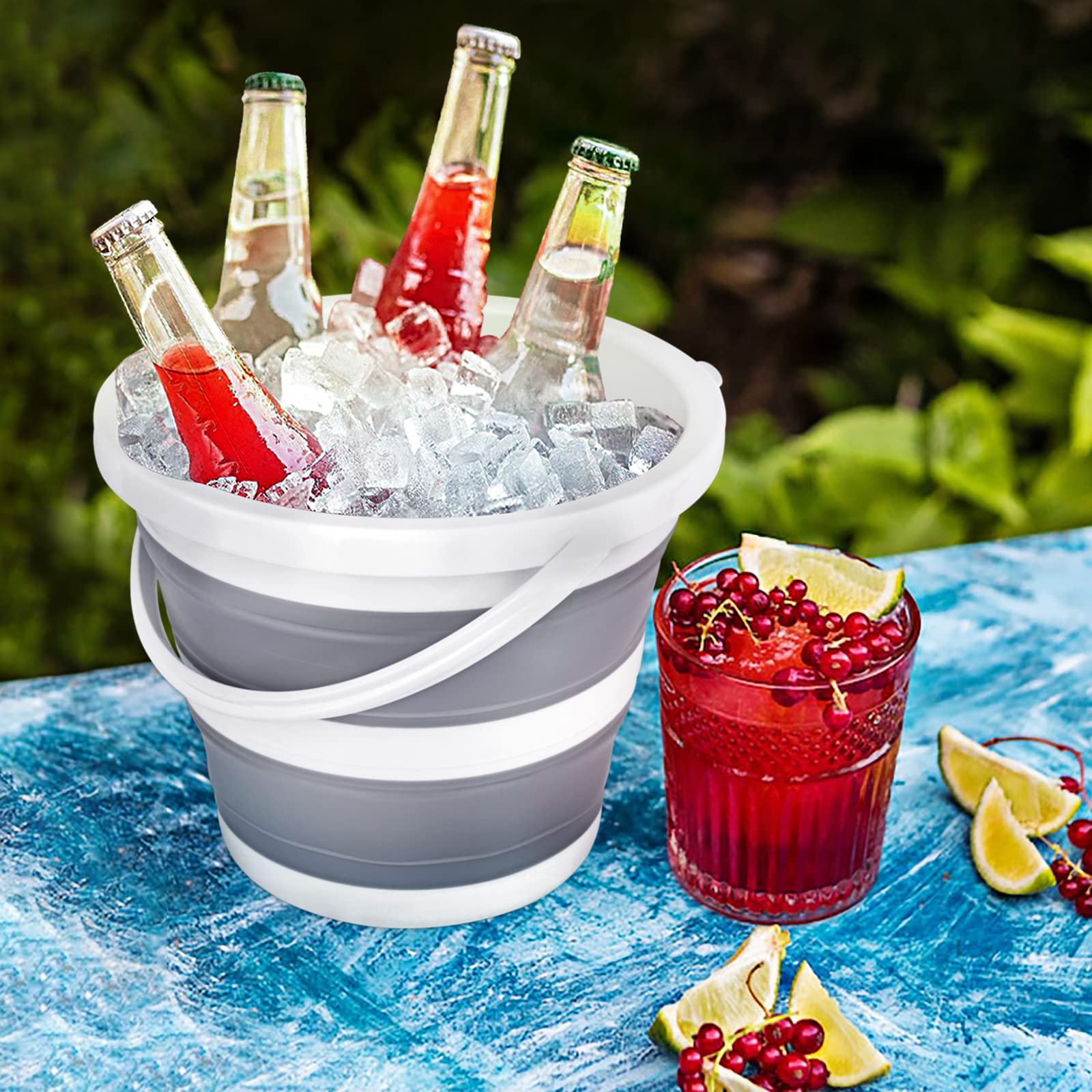 Craftend 5L Gray Collapsible Bucket - Portable Plastic Mop Bucket for Car Washing, Camping, Beach, and Household Use - Space Saving Design