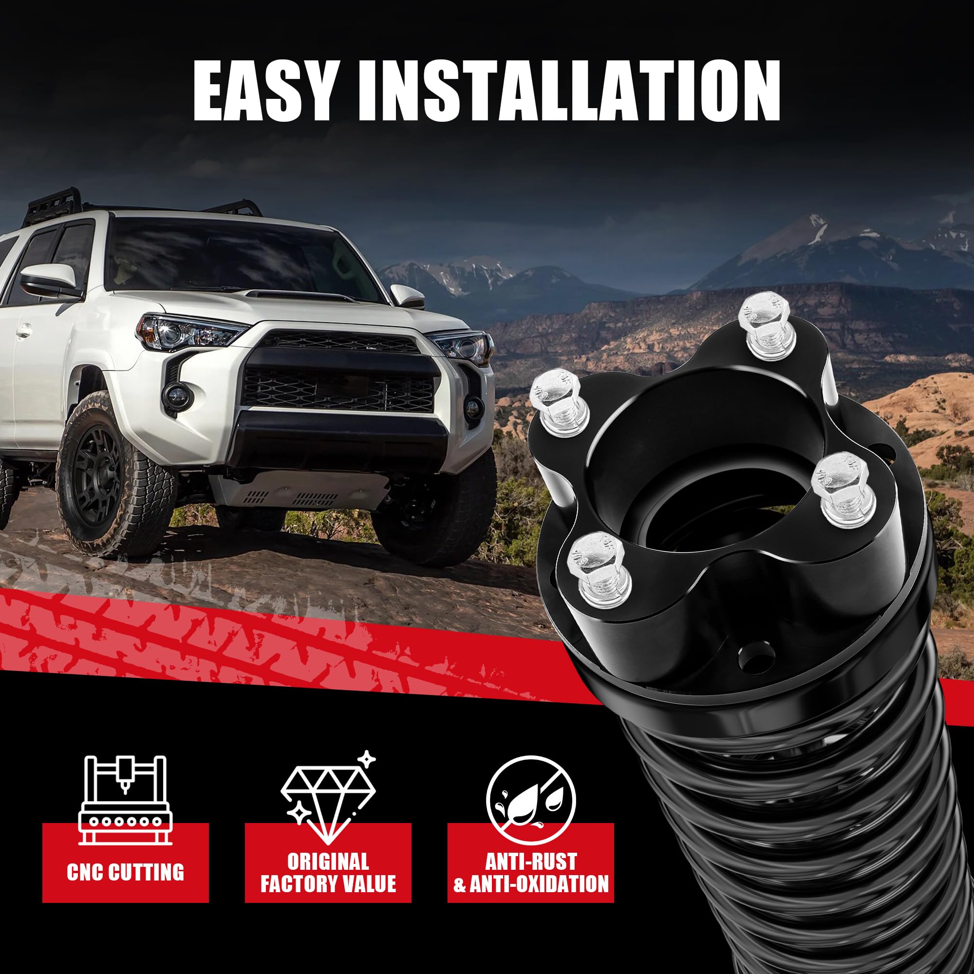 Flycle 3'' Leveling Lift Kit, 3'' Front Leveling Kit Forged Front Strut Spacers For 2024 Tacoma 4 Runner