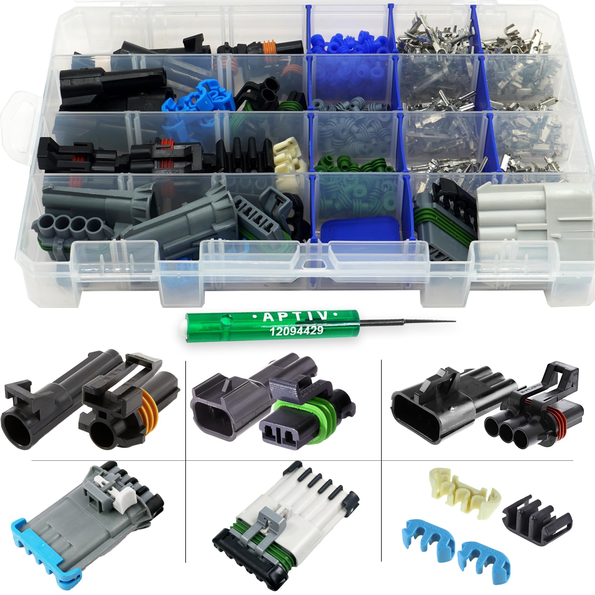 360Pcs Metri-Pack 280 Series (1 To 5 Pin Set Box) 30 Amp Conductor Connector, Terminal, Sealed Weatherproof Automotive Electrica